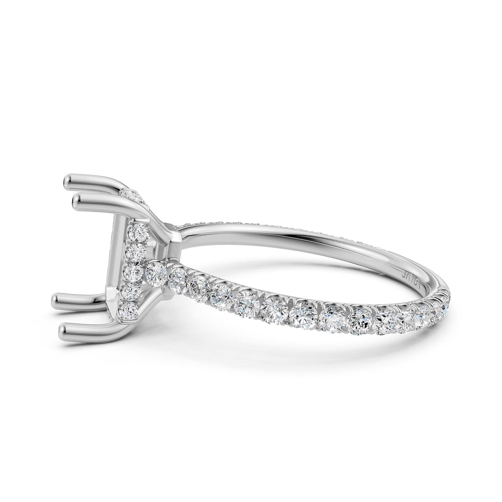 Hidden Halo U Pave Set Semi Mount Lab Grown Diamond Engagement Ring 0.47 Ct.