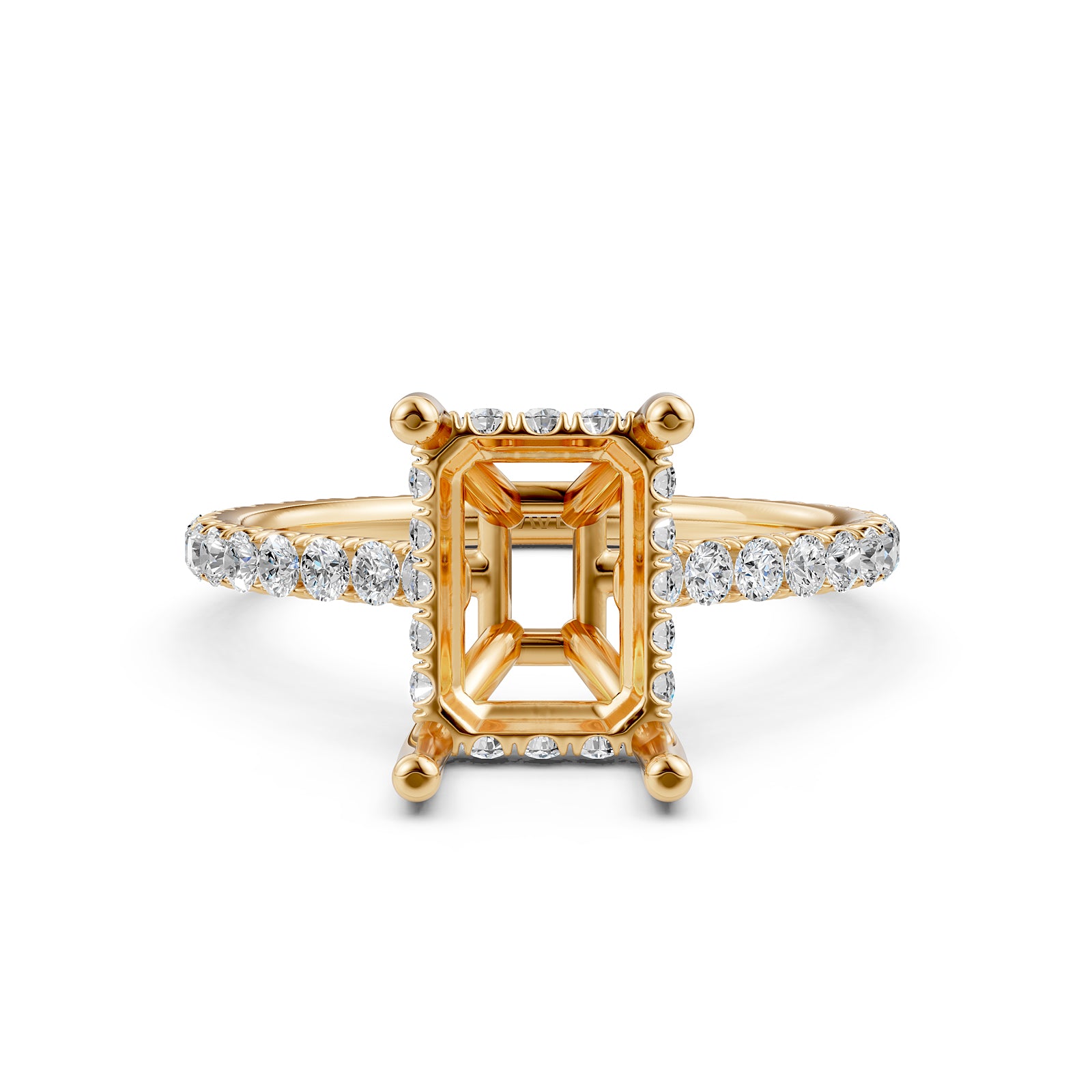 Hidden Halo U Pave Set Semi Mount Lab Grown Diamond Engagement Ring 0.47 Ct.