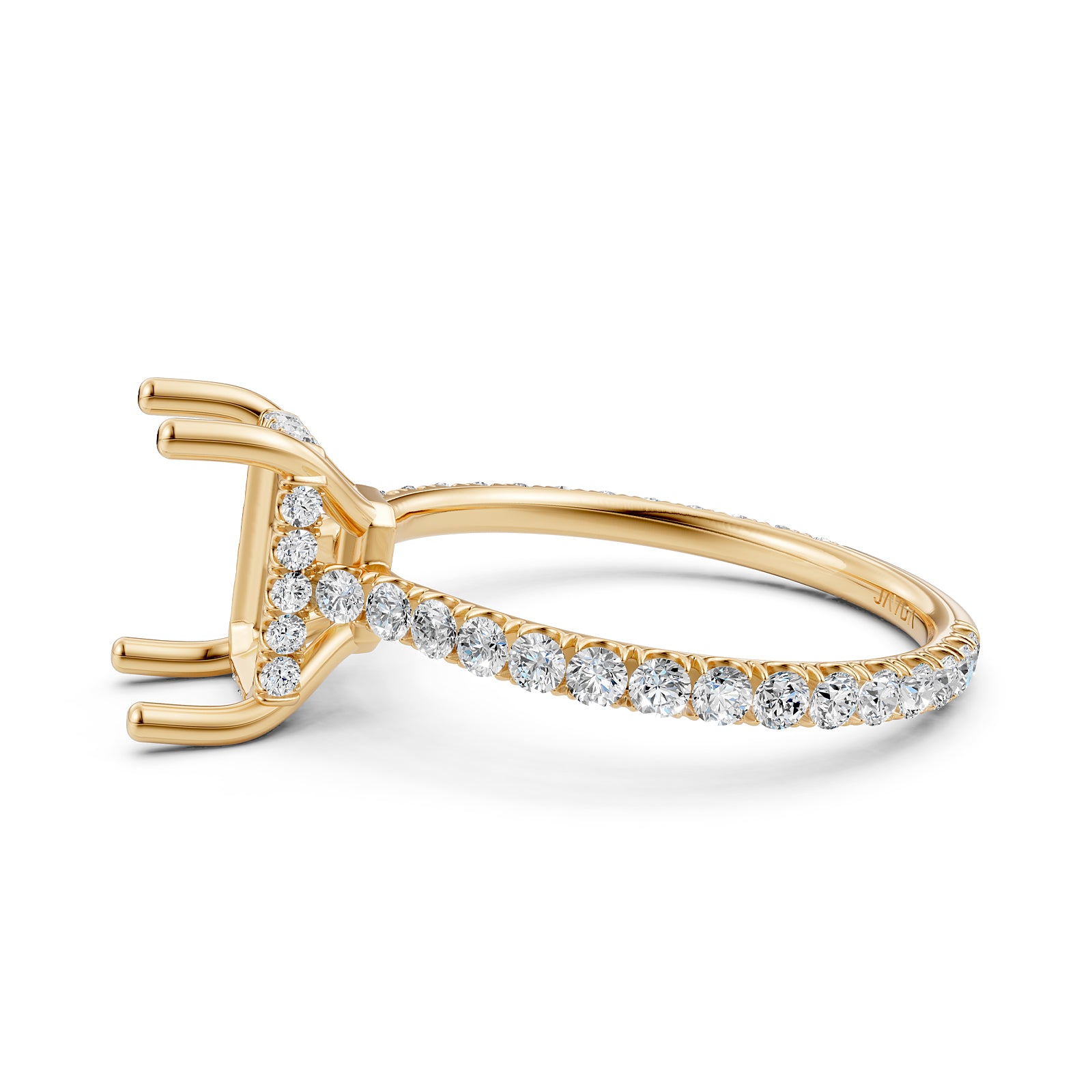 Hidden Halo U Pave Set Semi Mount Lab Grown Diamond Engagement Ring 0.47 Ct.