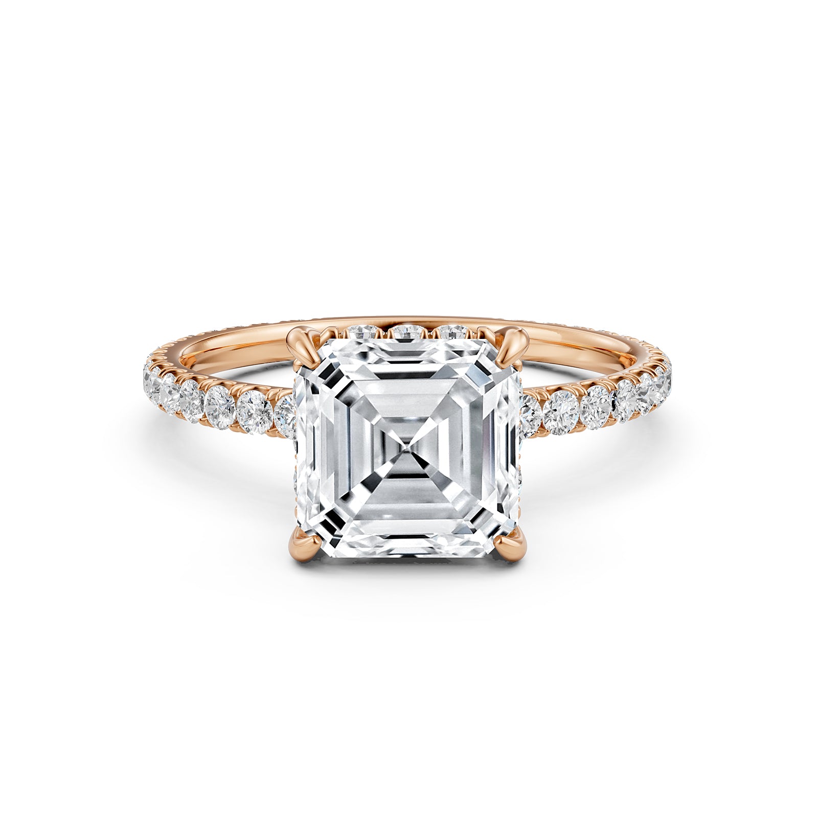 U Pave Set Hidden Halo Lab Grown Diamond Engagement Ring IGI Certified 2.48 Ctw.