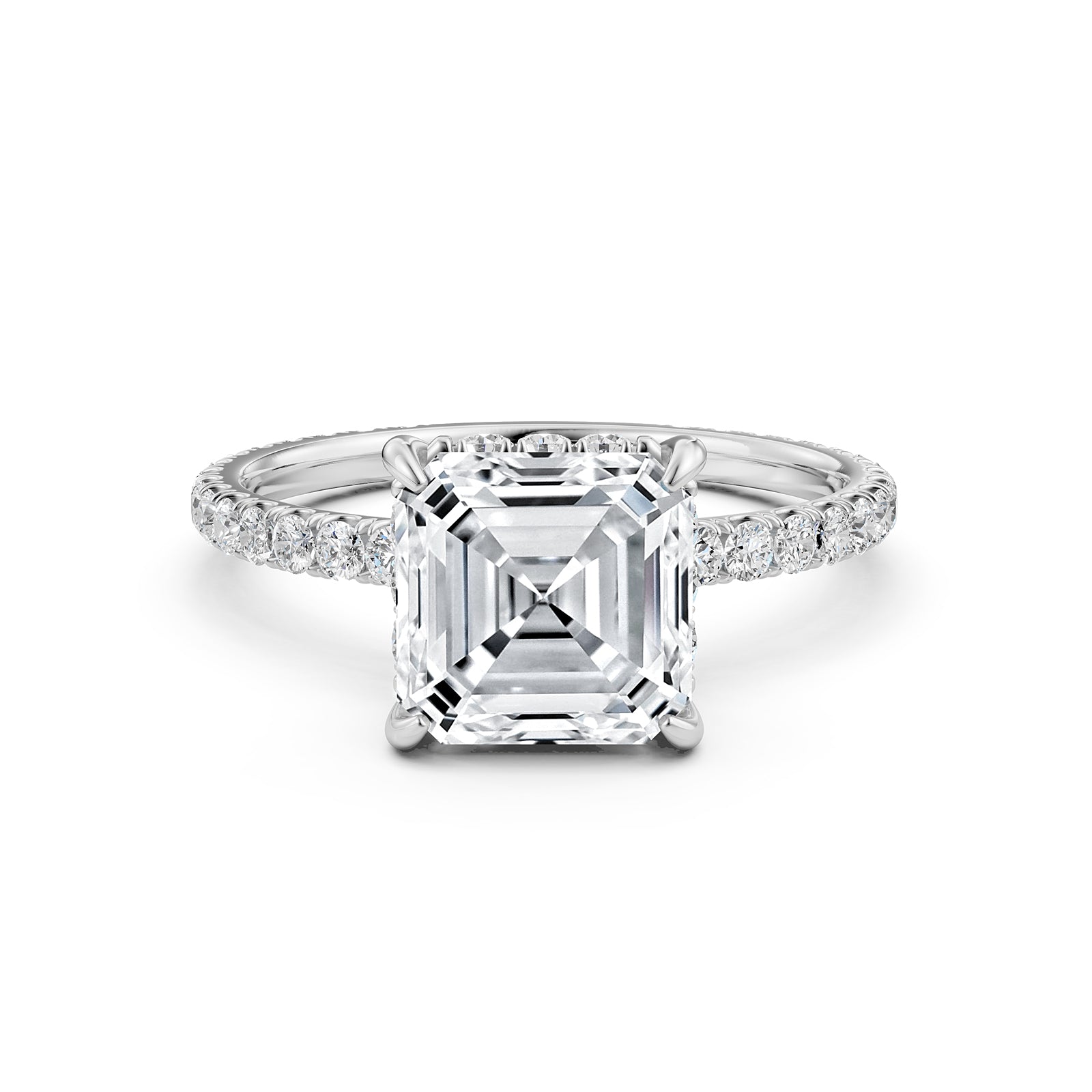 U Pave Set Hidden Halo Lab Grown Diamond Engagement Ring IGI Certified 2.48 Ctw.
