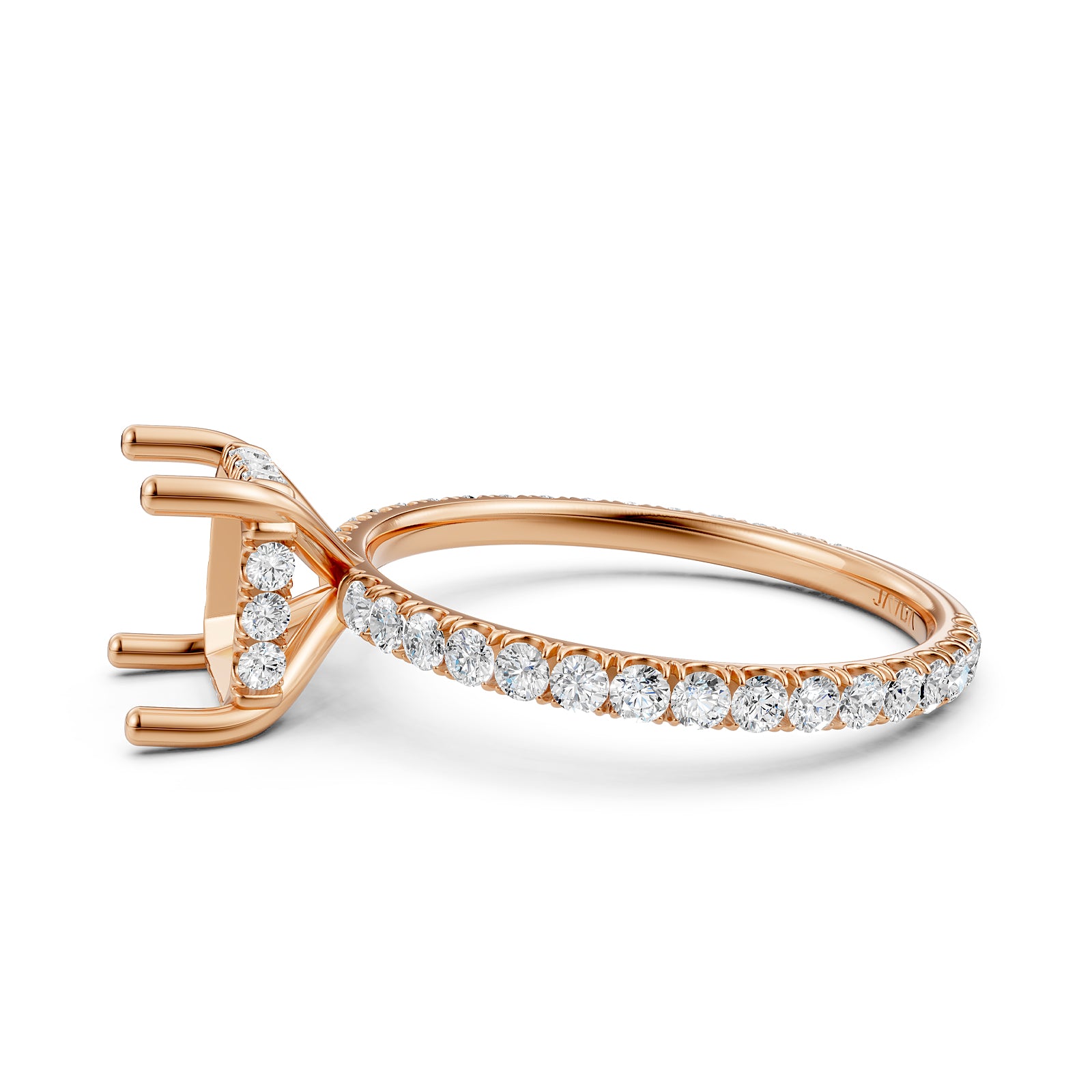 U Pave Set Hidden Halo Semi Mount Lab Grown Diamond Engagement Ring 0.48 Ct.