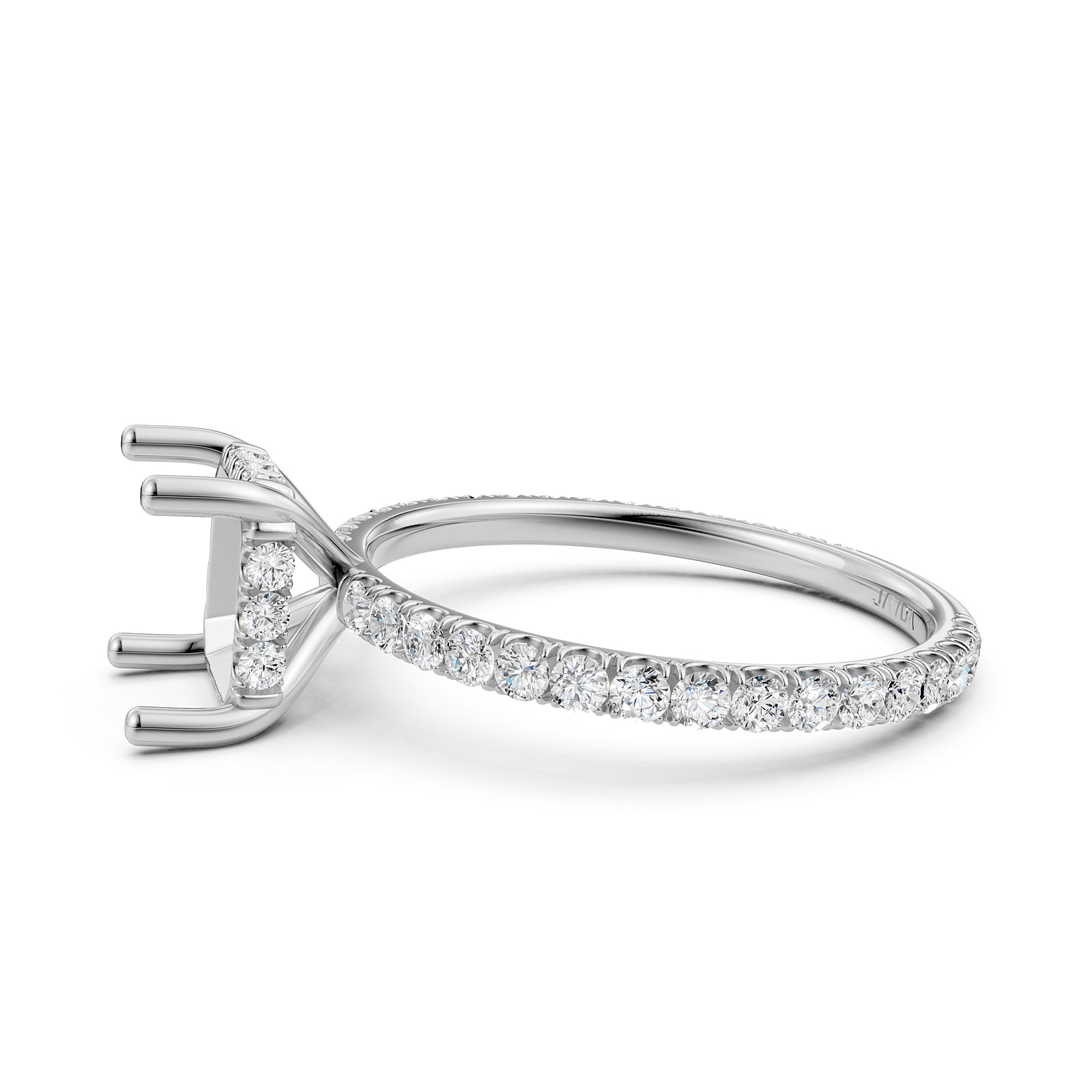 U Pave Set Hidden Halo Semi Mount Lab Grown Diamond Engagement Ring 0.48 Ct.