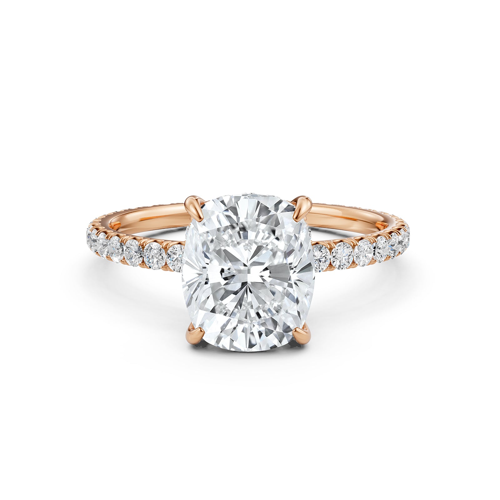 U Pave Set Hidden Halo Lab Grown Diamond Engagement Ring IGI Certified 2.48 Ctw.