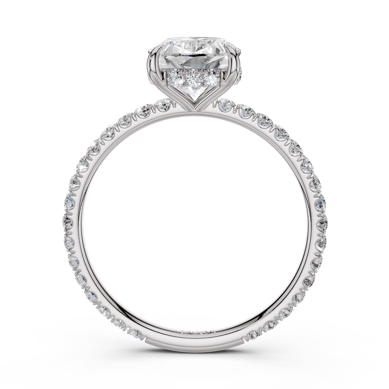 U Pave Set Hidden Halo Lab Grown Diamond Engagement Ring IGI Certified 2.48 Ctw.