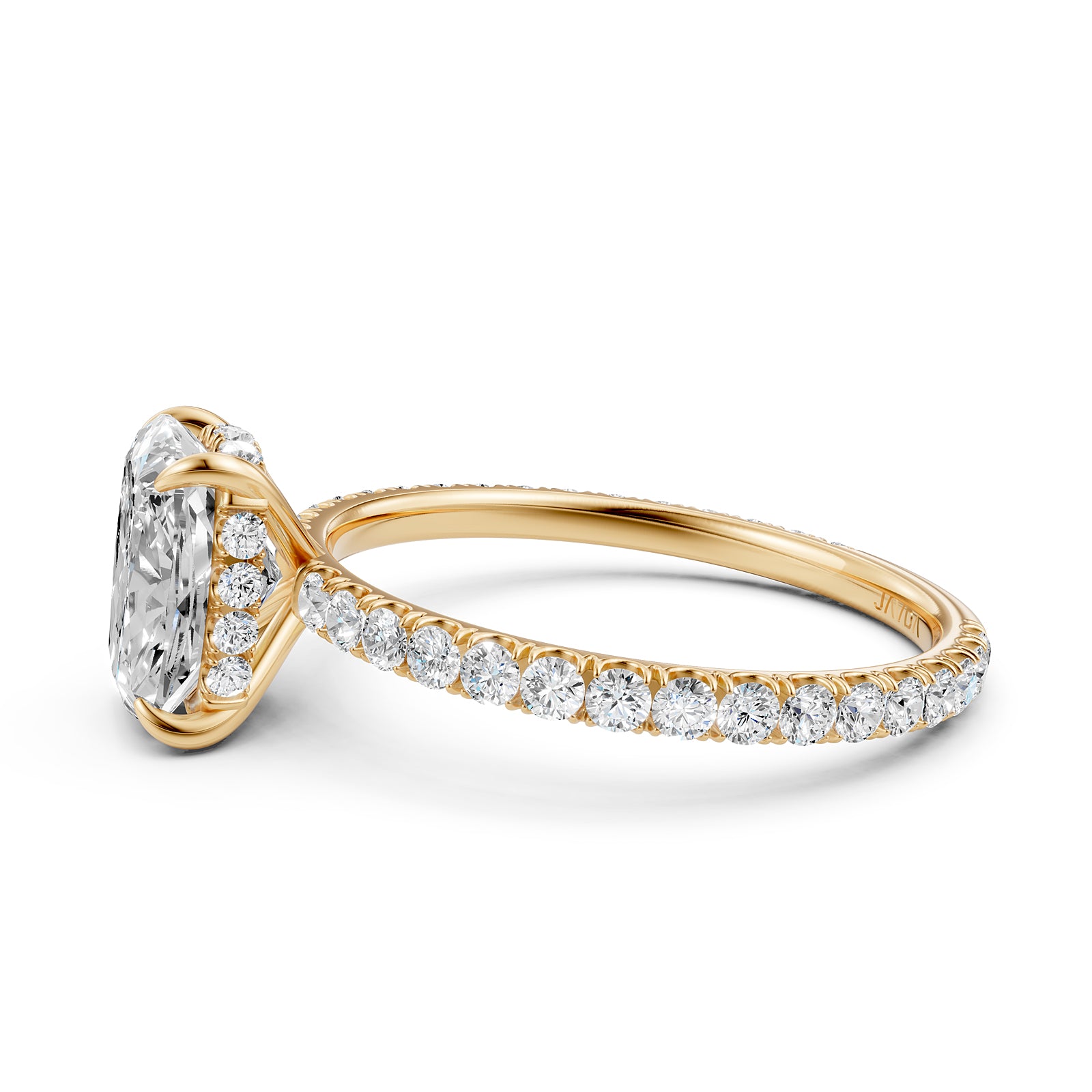 U Pave Set Hidden Halo Lab Grown Diamond Engagement Ring IGI Certified 2.48 Ctw.