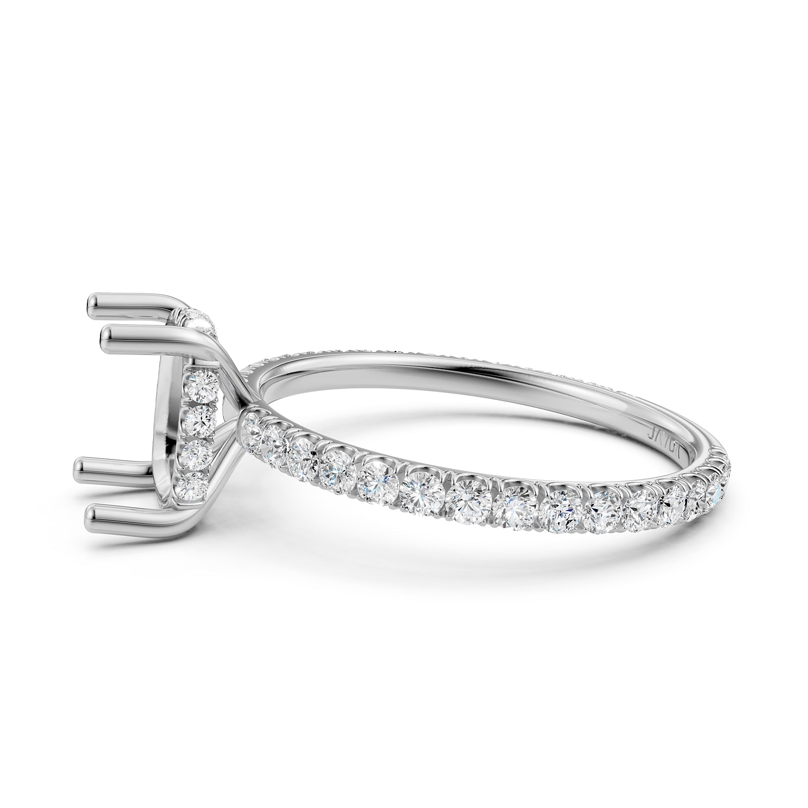 U Pave Set Hidden Halo Semi Mount Lab Grown Diamond Engagement Ring 0.48 Ct.