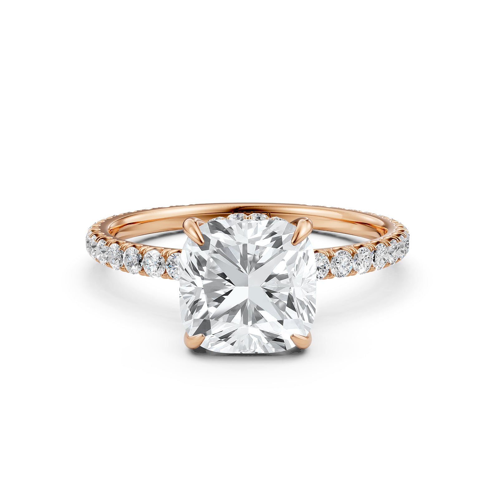 U Pave Set Hidden Halo Lab Grown Diamond Engagement Ring IGI Certified 2.48 Ctw.