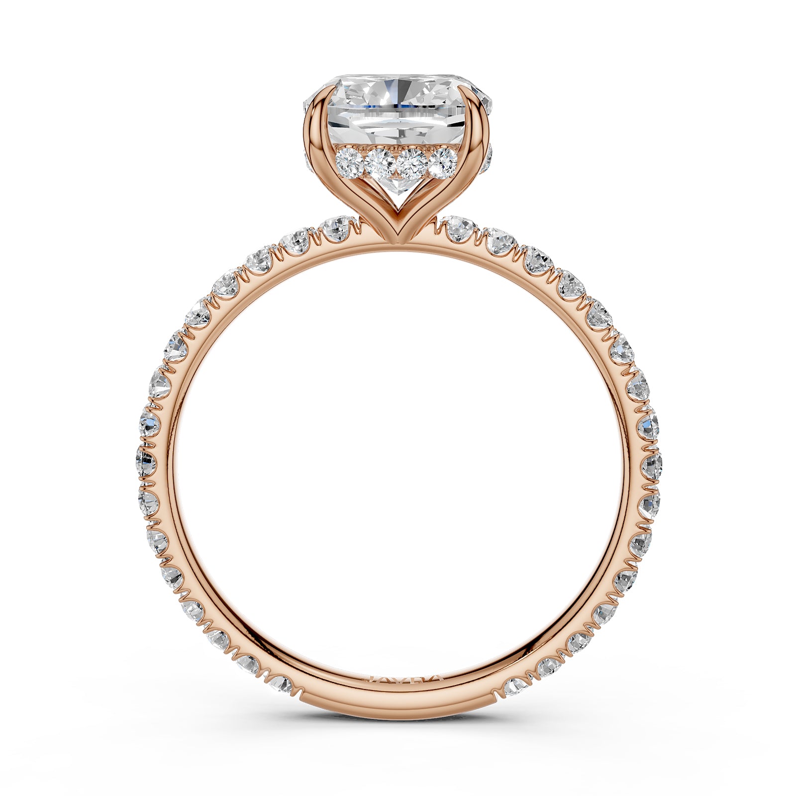 U Pave Set Hidden Halo Lab Grown Diamond Engagement Ring IGI Certified 2.48 Ctw.