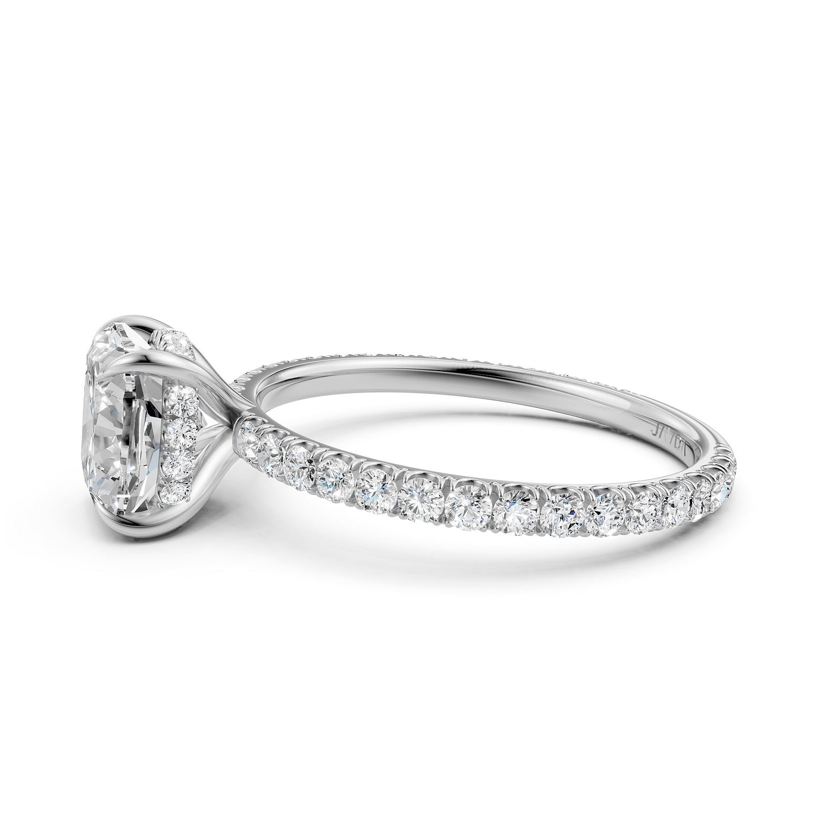 U Pave Set Hidden Halo Lab Grown Diamond Engagement Ring IGI Certified 2.48 Ctw.