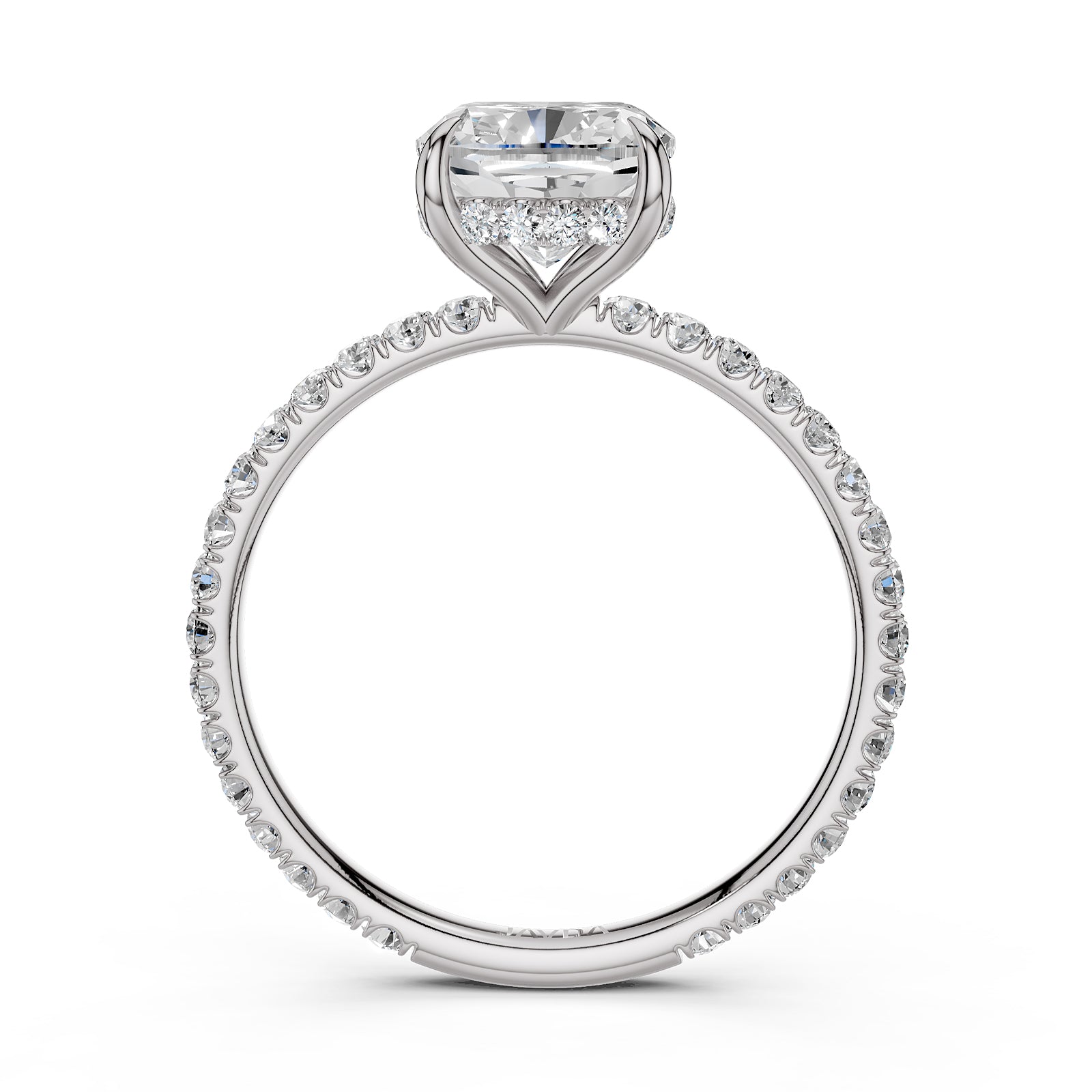 U Pave Set Hidden Halo Lab Grown Diamond Engagement Ring IGI Certified 2.48 Ctw.