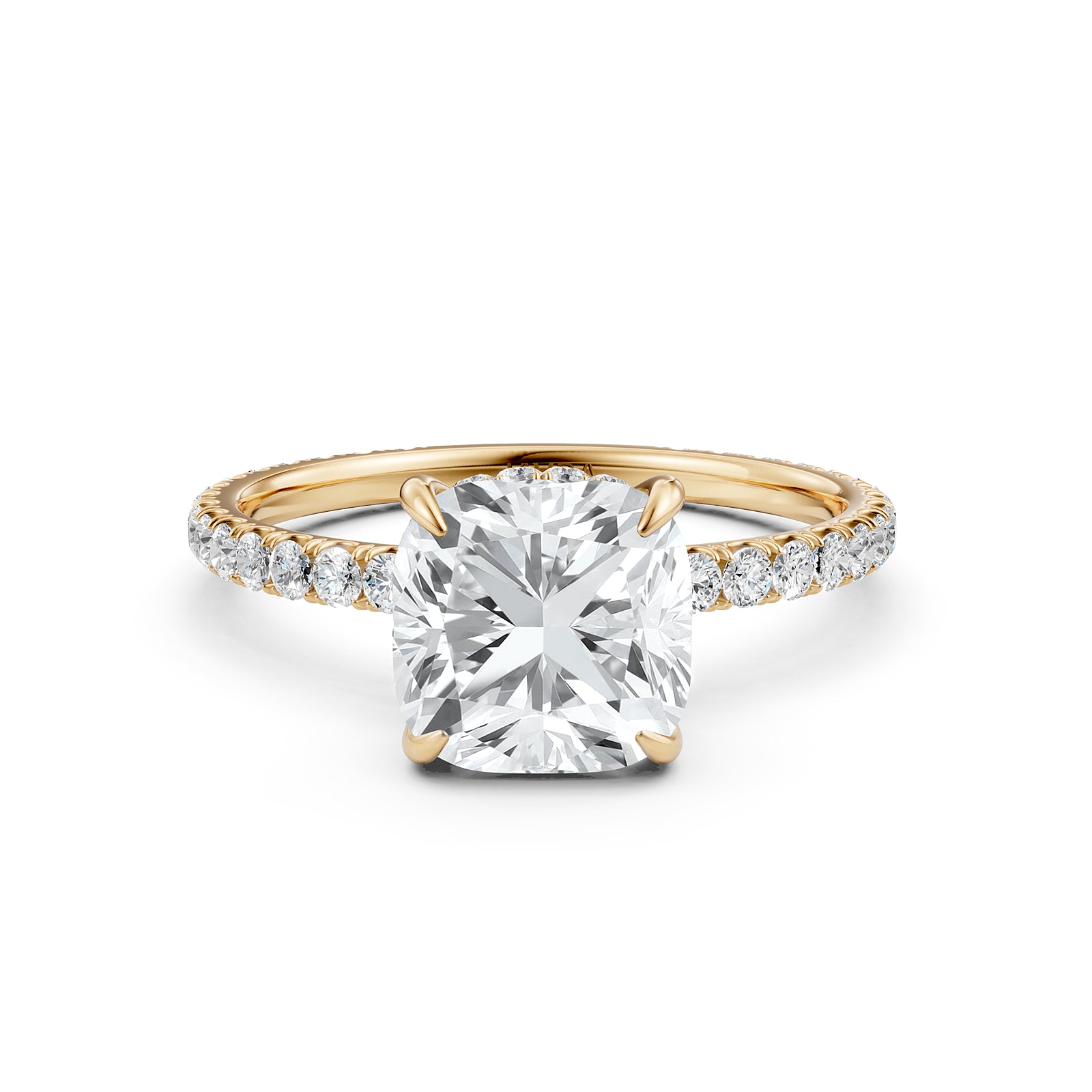 U Pave Set Hidden Halo Lab Grown Diamond Engagement Ring IGI Certified 2.48 Ctw.