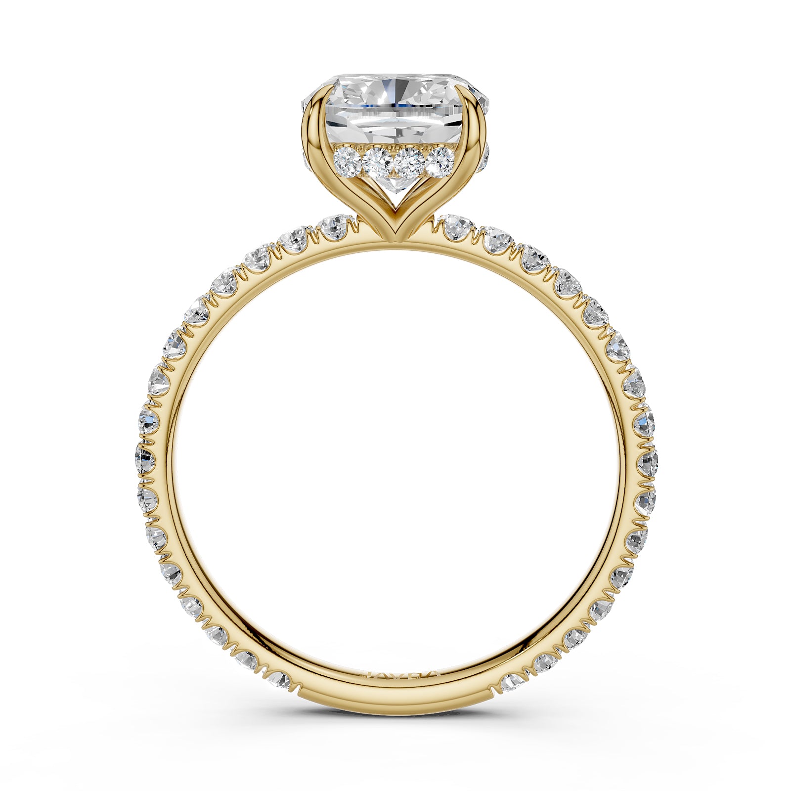 U Pave Set Hidden Halo Lab Grown Diamond Engagement Ring IGI Certified 2.48 Ctw.