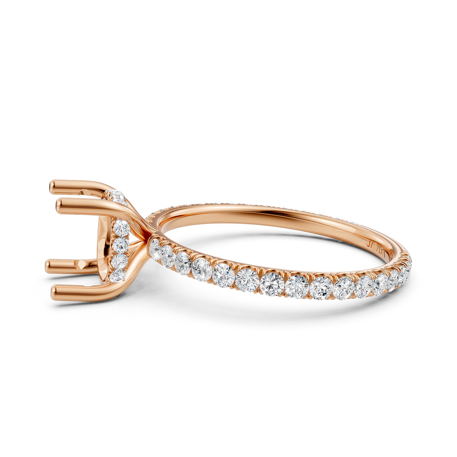 U Pave Set Hidden Halo Semi Mount Lab Grown Diamond Engagement Ring 0.48 Ct.