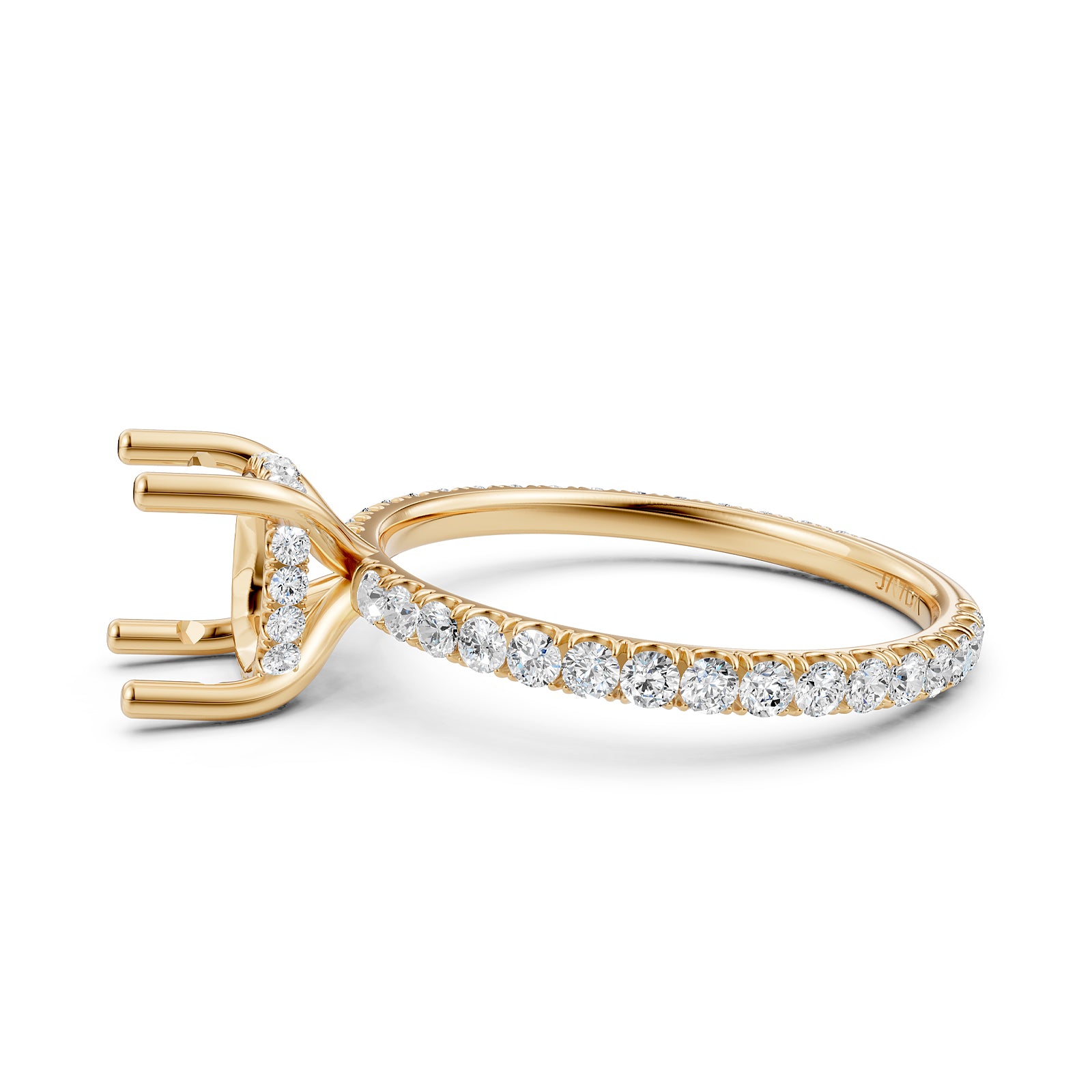 U Pave Set Hidden Halo Semi Mount Lab Grown Diamond Engagement Ring 0.48 Ct.