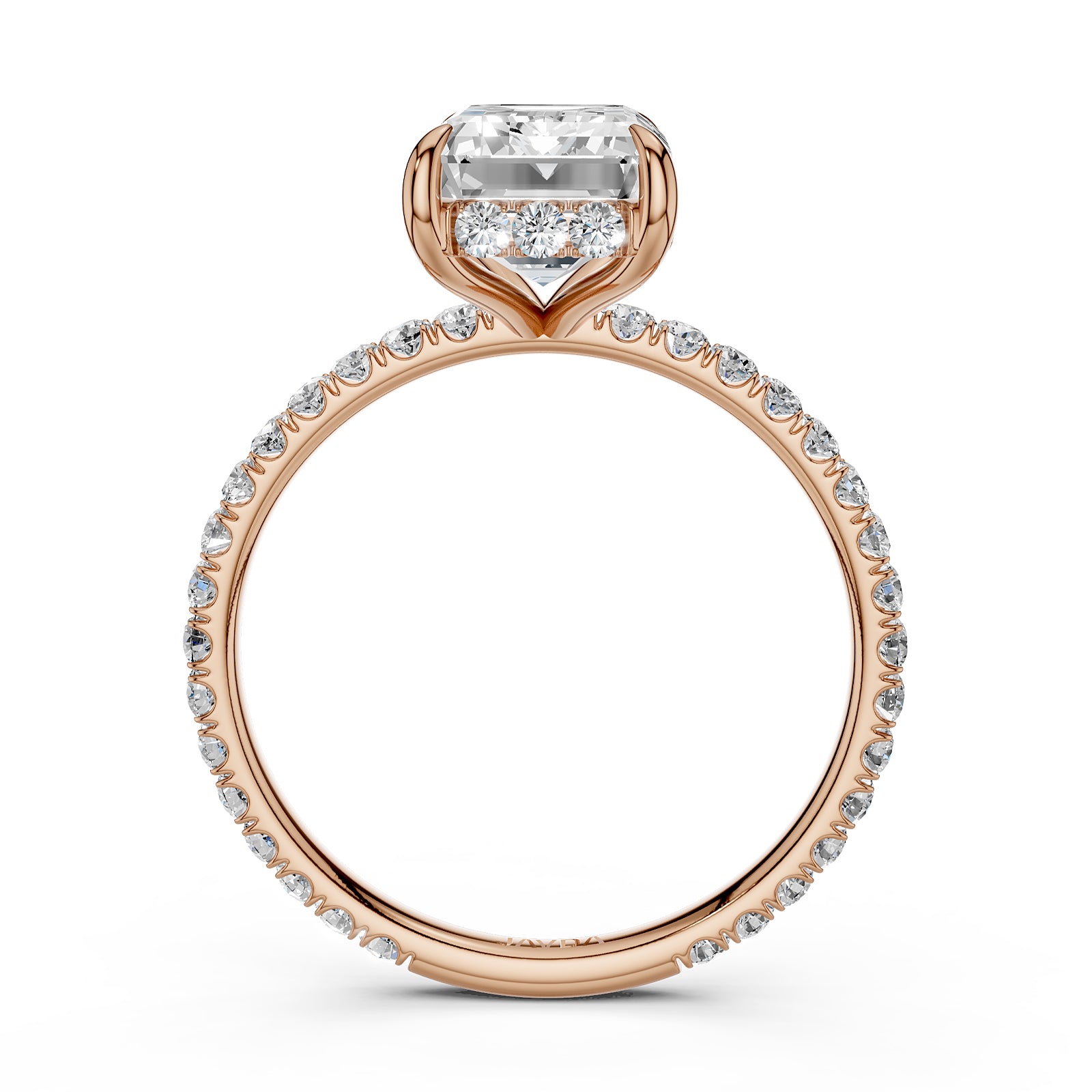 U Pave Set Hidden Halo Lab Grown Diamond Engagement Ring IGI Certified 2.48 Ctw.