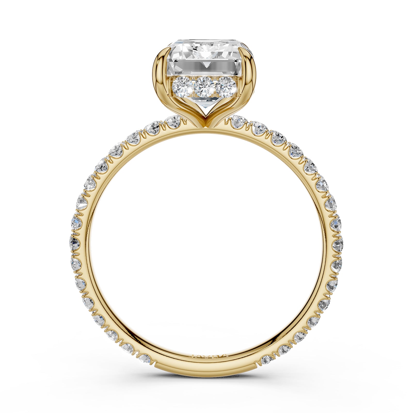 U Pave Set Hidden Halo Lab Grown Diamond Engagement Ring IGI Certified 2.48 Ctw.