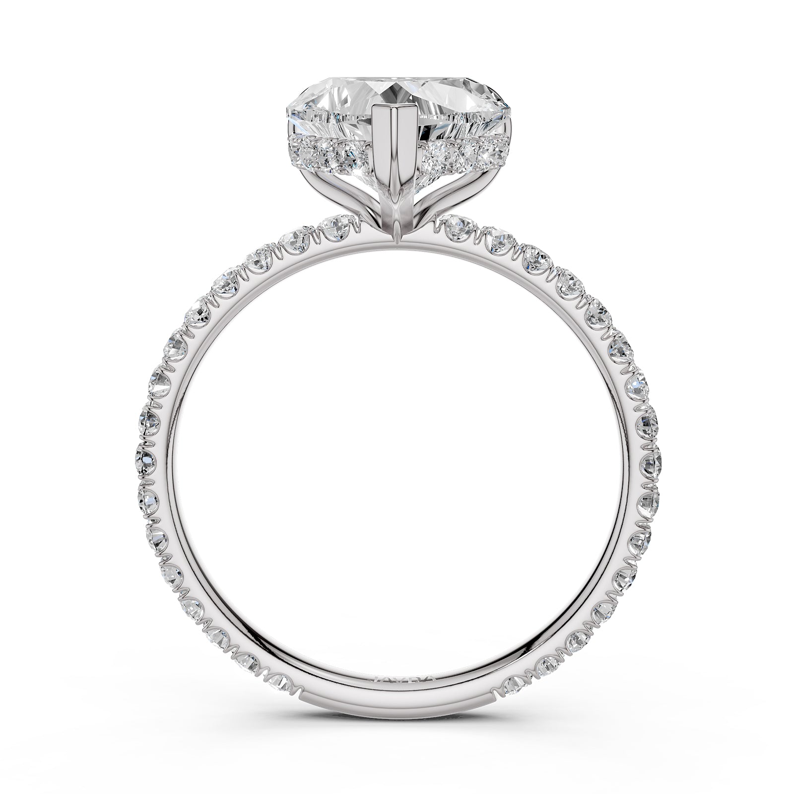 U Pave Set Hidden Halo Lab Grown Diamond Engagement Ring IGI Certified 2.48 Ctw.