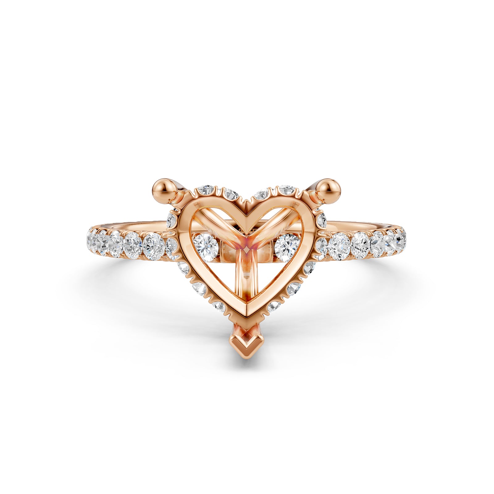 U Pave Set Hidden Halo Semi Mount Lab Grown Diamond Engagement Ring 0.48 Ct.