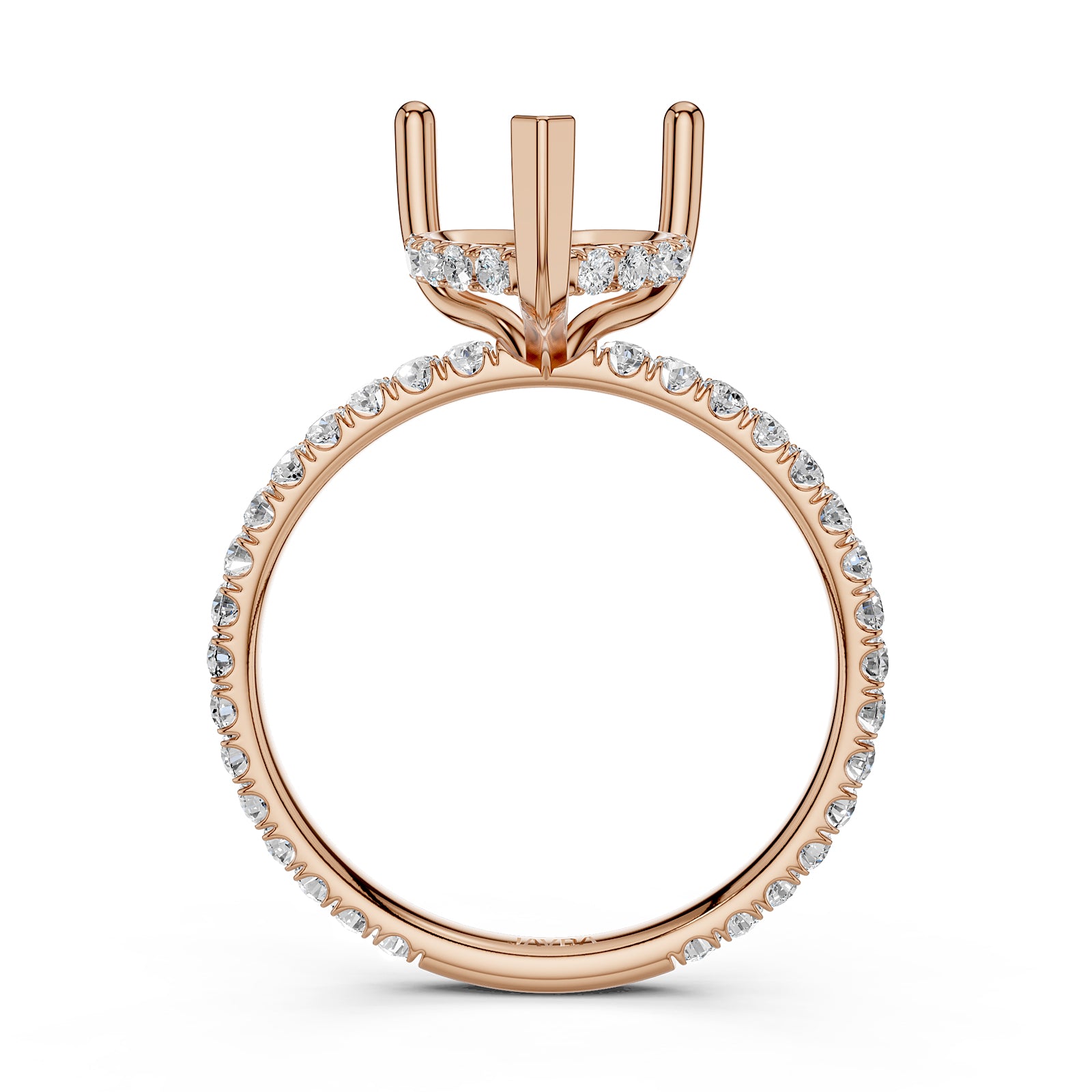 U Pave Set Hidden Halo Semi Mount Lab Grown Diamond Engagement Ring 0.48 Ct.