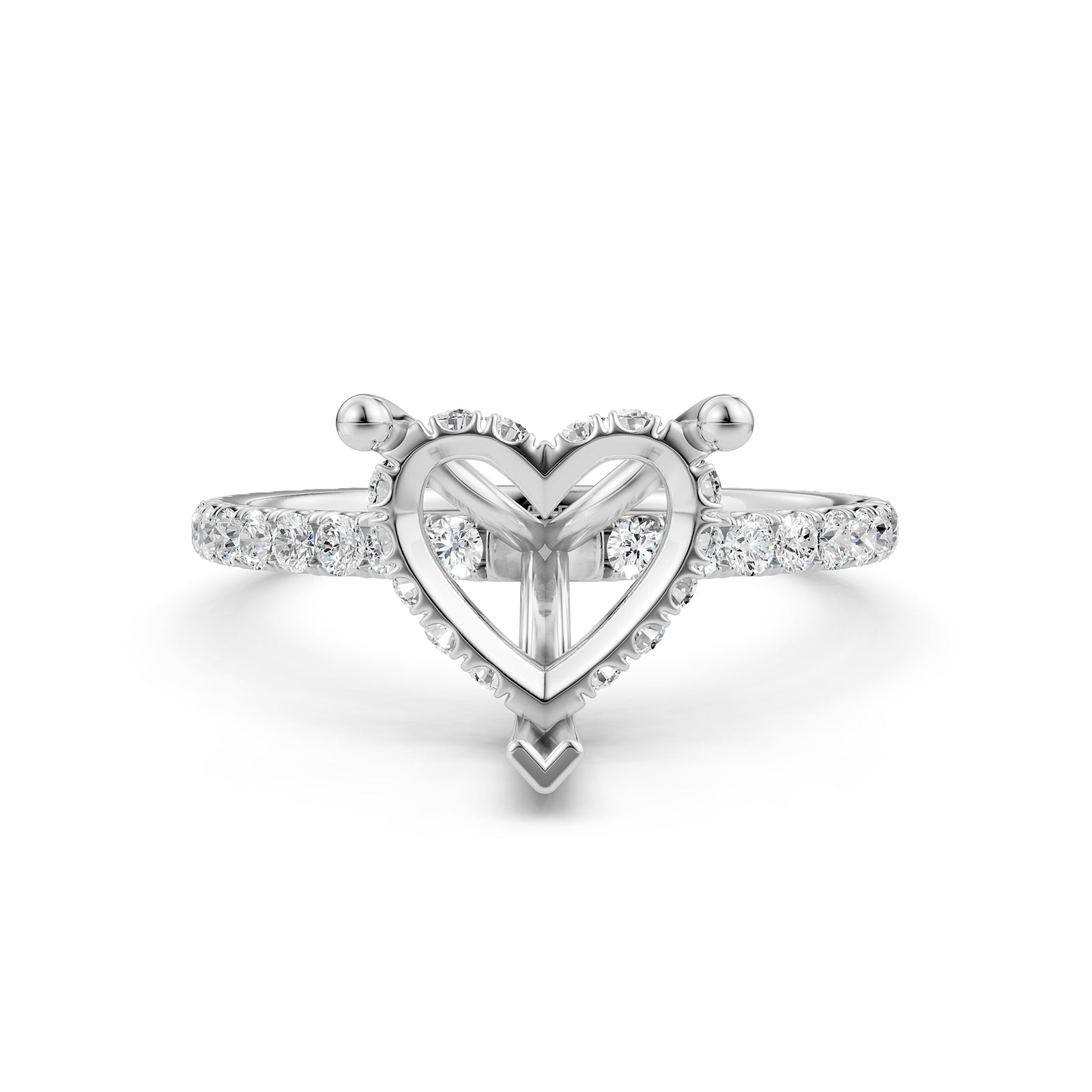 U Pave Set Hidden Halo Semi Mount Lab Grown Diamond Engagement Ring 0.48 Ct.