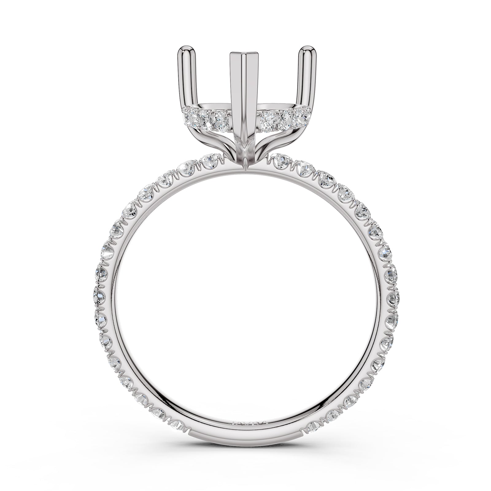 U Pave Set Hidden Halo Semi Mount Lab Grown Diamond Engagement Ring 0.48 Ct.