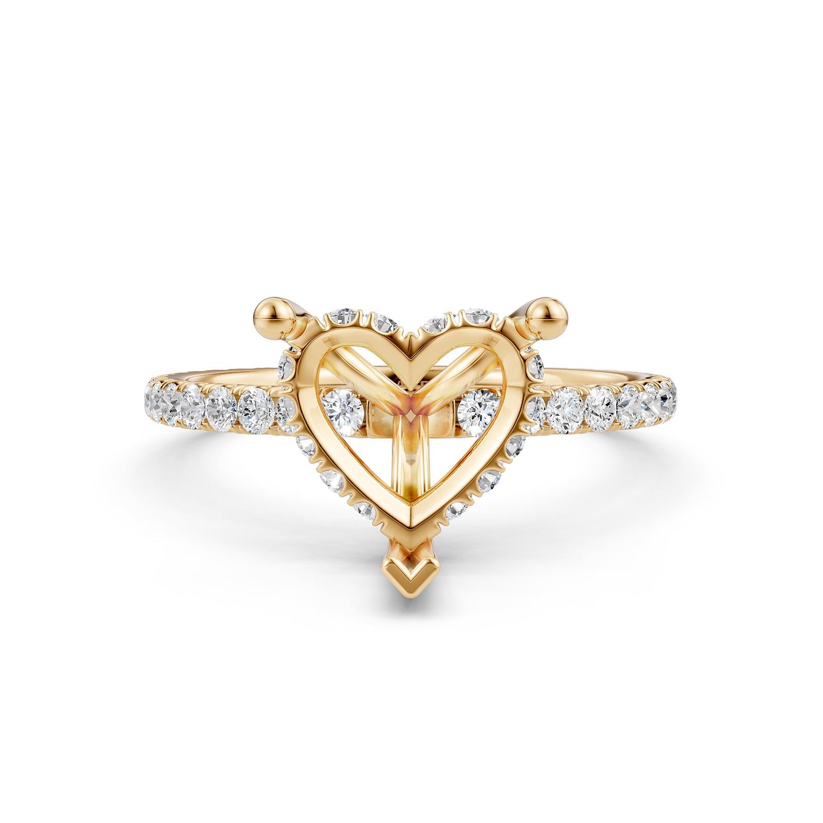 U Pave Set Hidden Halo Semi Mount Lab Grown Diamond Engagement Ring 0.48 Ct.