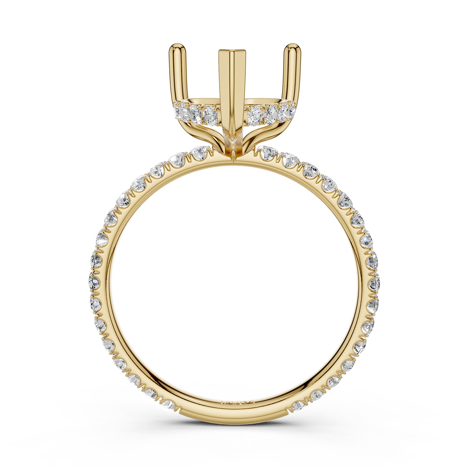 U Pave Set Hidden Halo Semi Mount Lab Grown Diamond Engagement Ring 0.48 Ct.