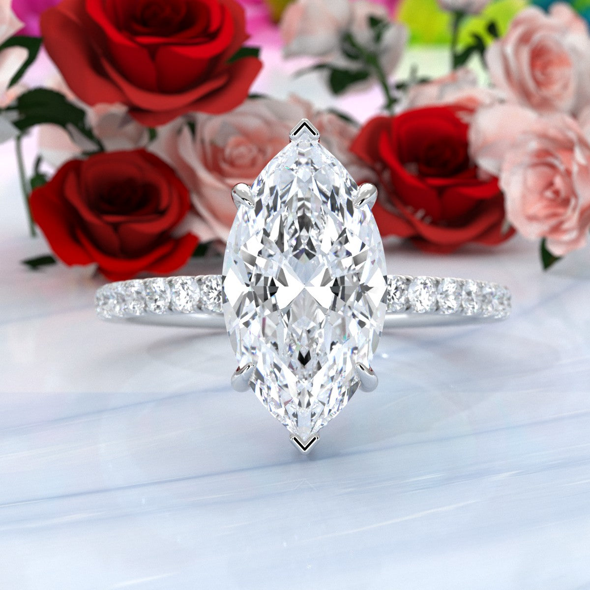 U Pave Set Hidden Halo Lab Grown Diamond Engagement Ring IGI Certified 2.48 Ctw.