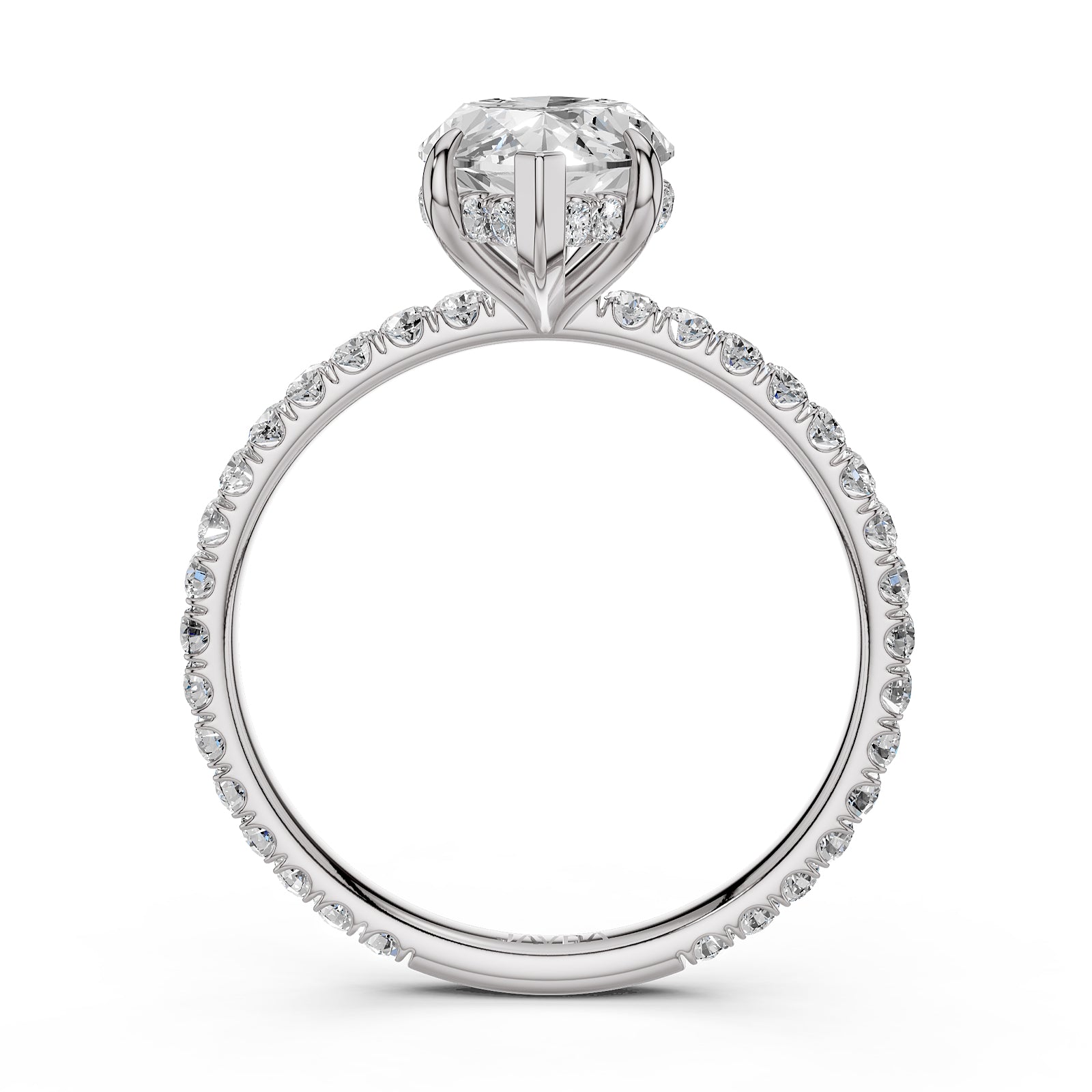 U Pave Set Hidden Halo Lab Grown Diamond Engagement Ring IGI Certified 2.48 Ctw.