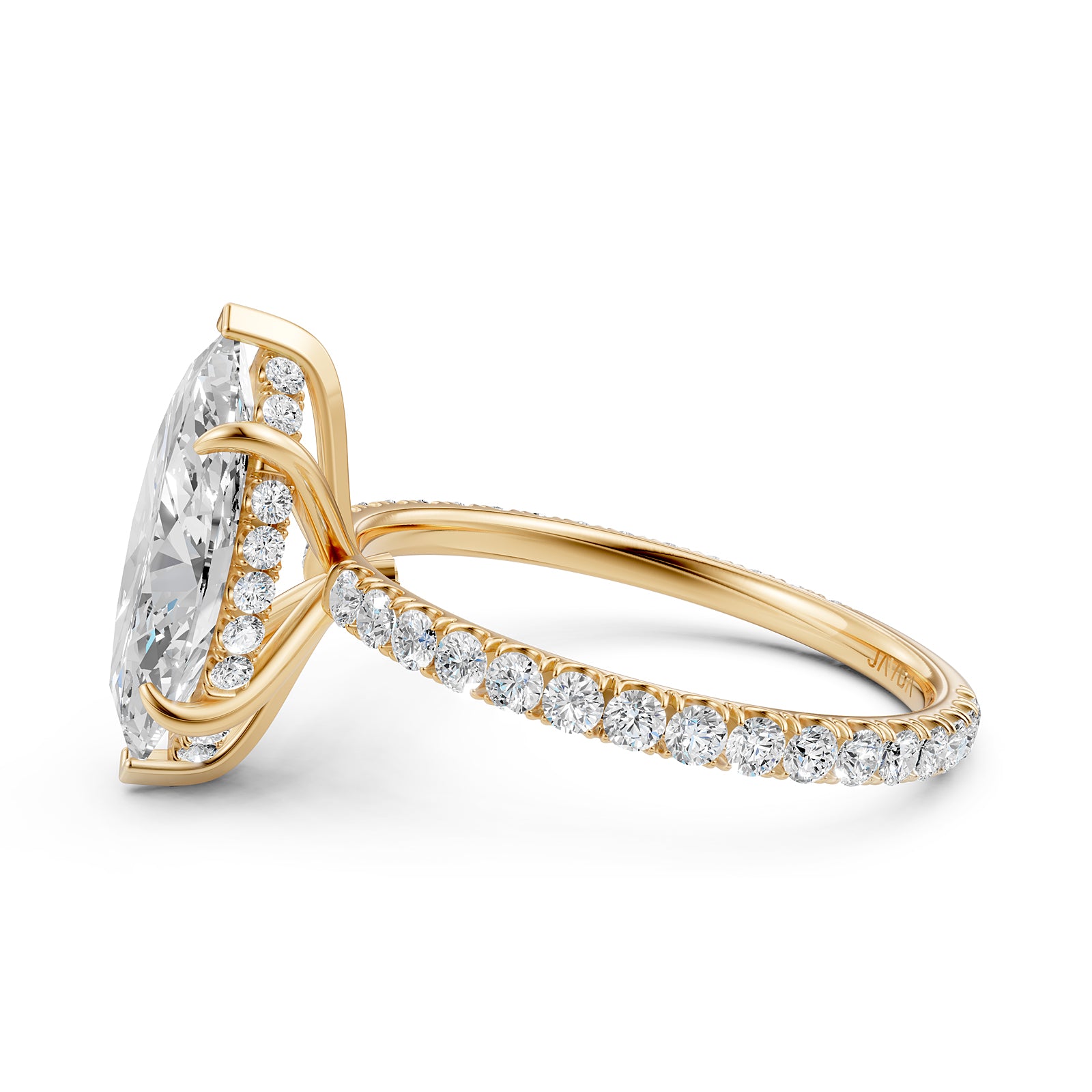 U Pave Set Hidden Halo Lab Grown Diamond Engagement Ring IGI Certified 2.48 Ctw.