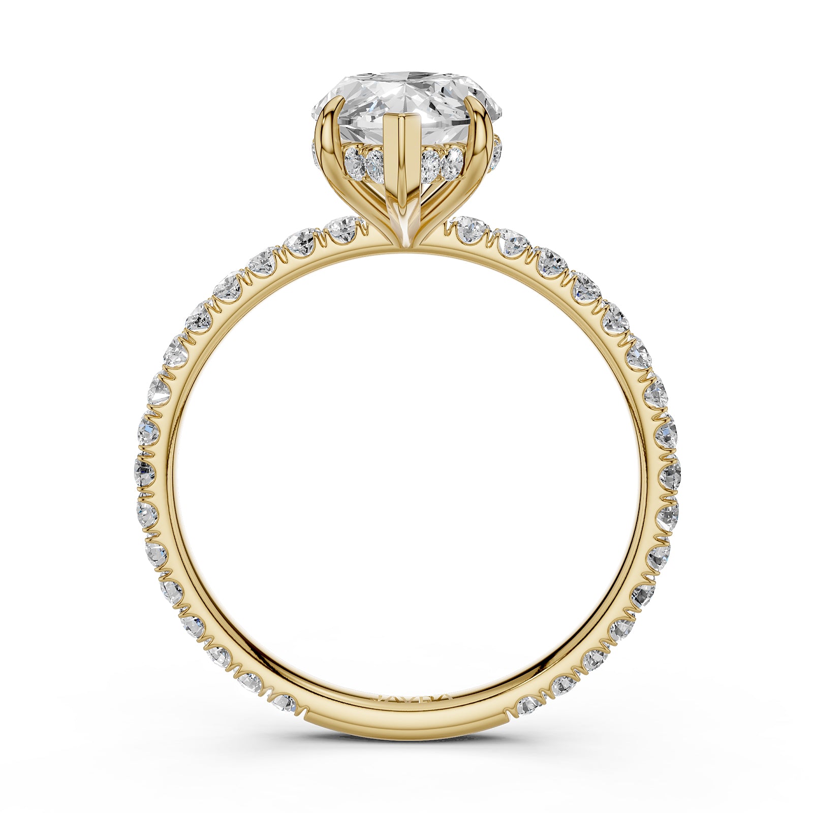 U Pave Set Hidden Halo Lab Grown Diamond Engagement Ring IGI Certified 2.48 Ctw.