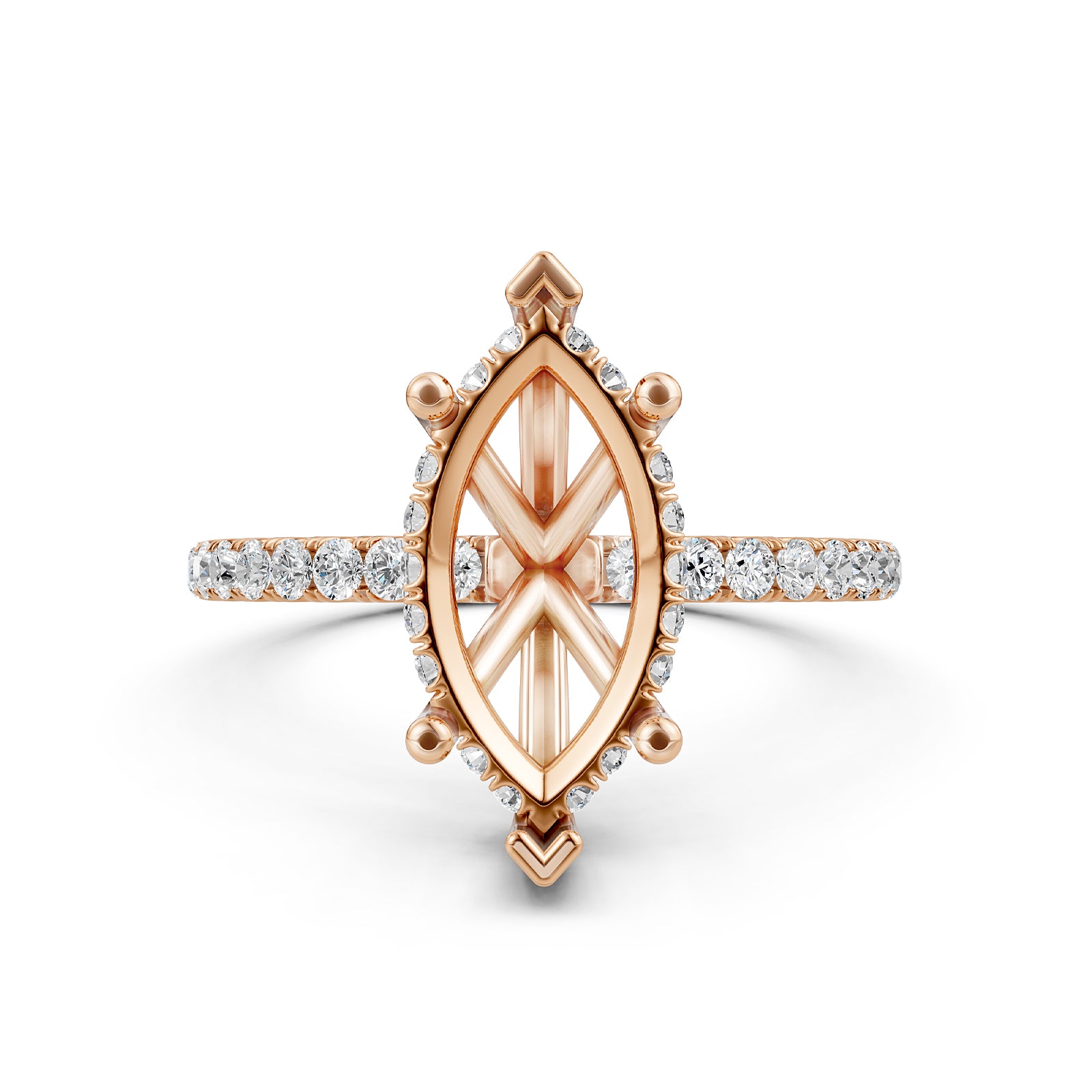 U Pave Set Hidden Halo Semi Mount Lab Grown Diamond Engagement Ring 0.48 Ct.