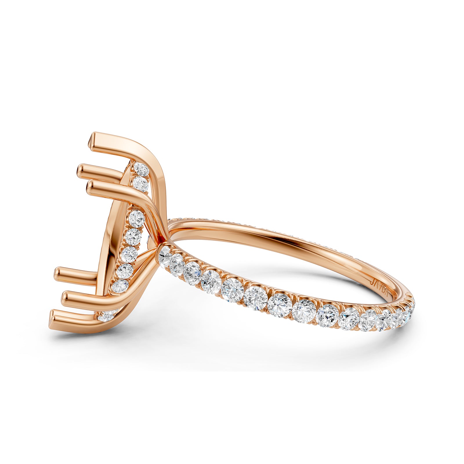 U Pave Set Hidden Halo Semi Mount Lab Grown Diamond Engagement Ring 0.48 Ct.