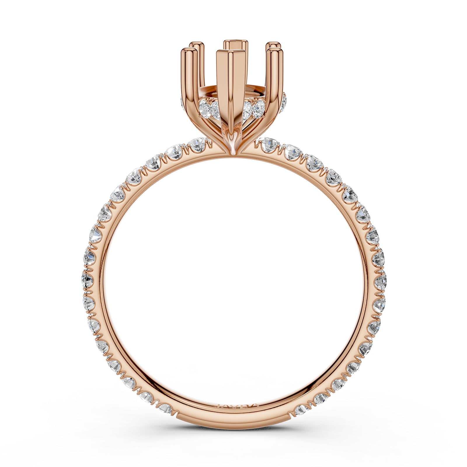 U Pave Set Hidden Halo Semi Mount Lab Grown Diamond Engagement Ring 0.48 Ct.