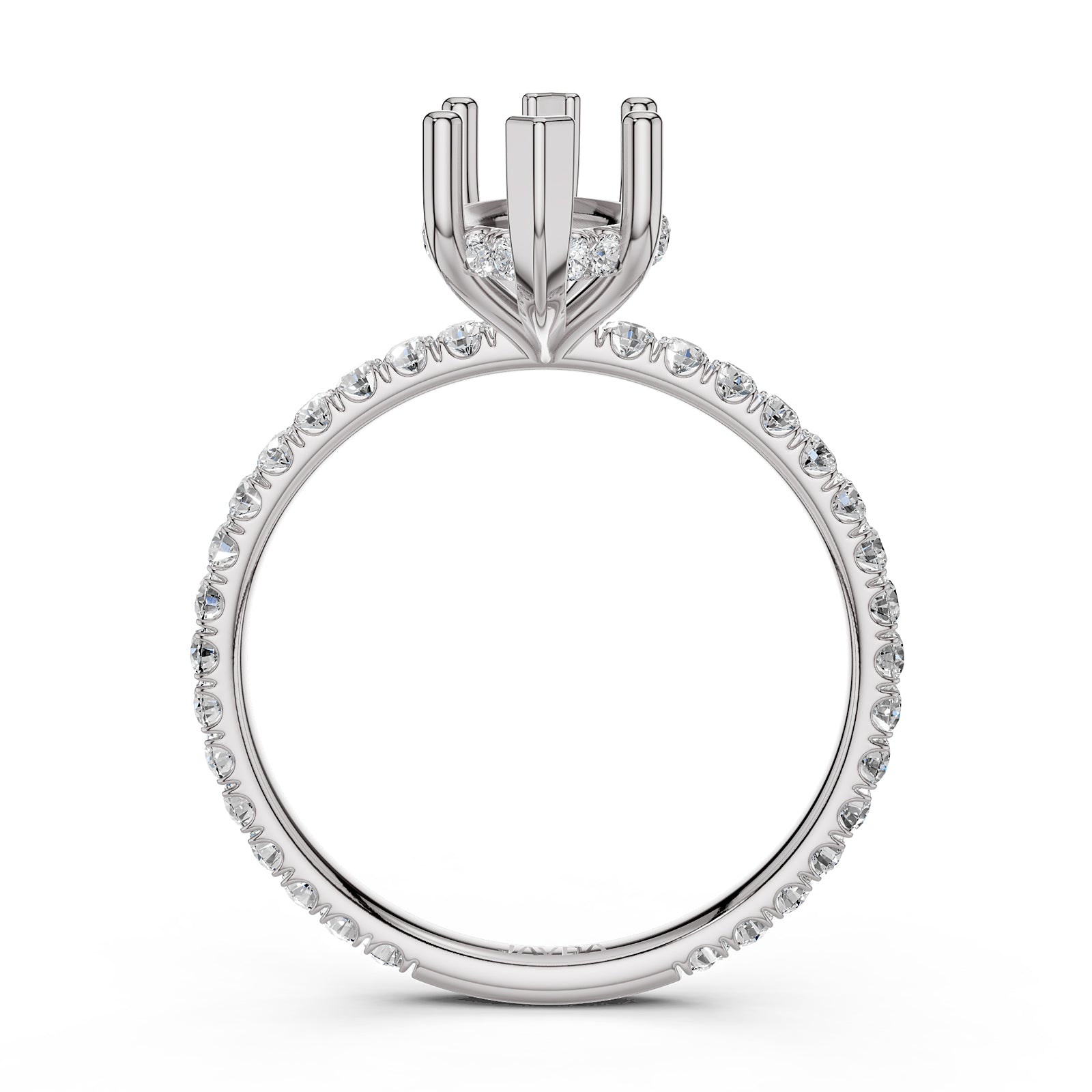 U Pave Set Hidden Halo Semi Mount Lab Grown Diamond Engagement Ring 0.48 Ct.