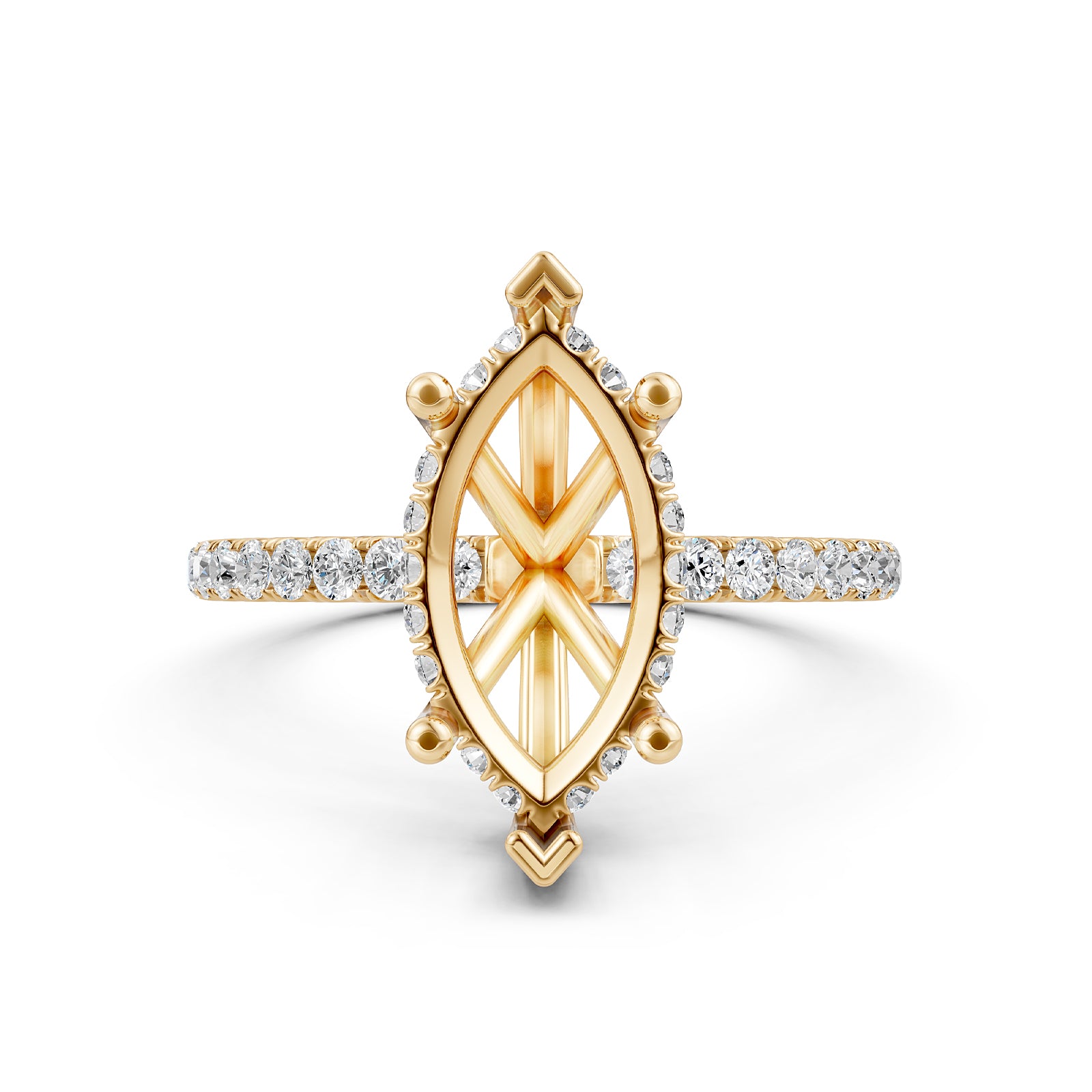 U Pave Set Hidden Halo Semi Mount Lab Grown Diamond Engagement Ring 0.48 Ct.