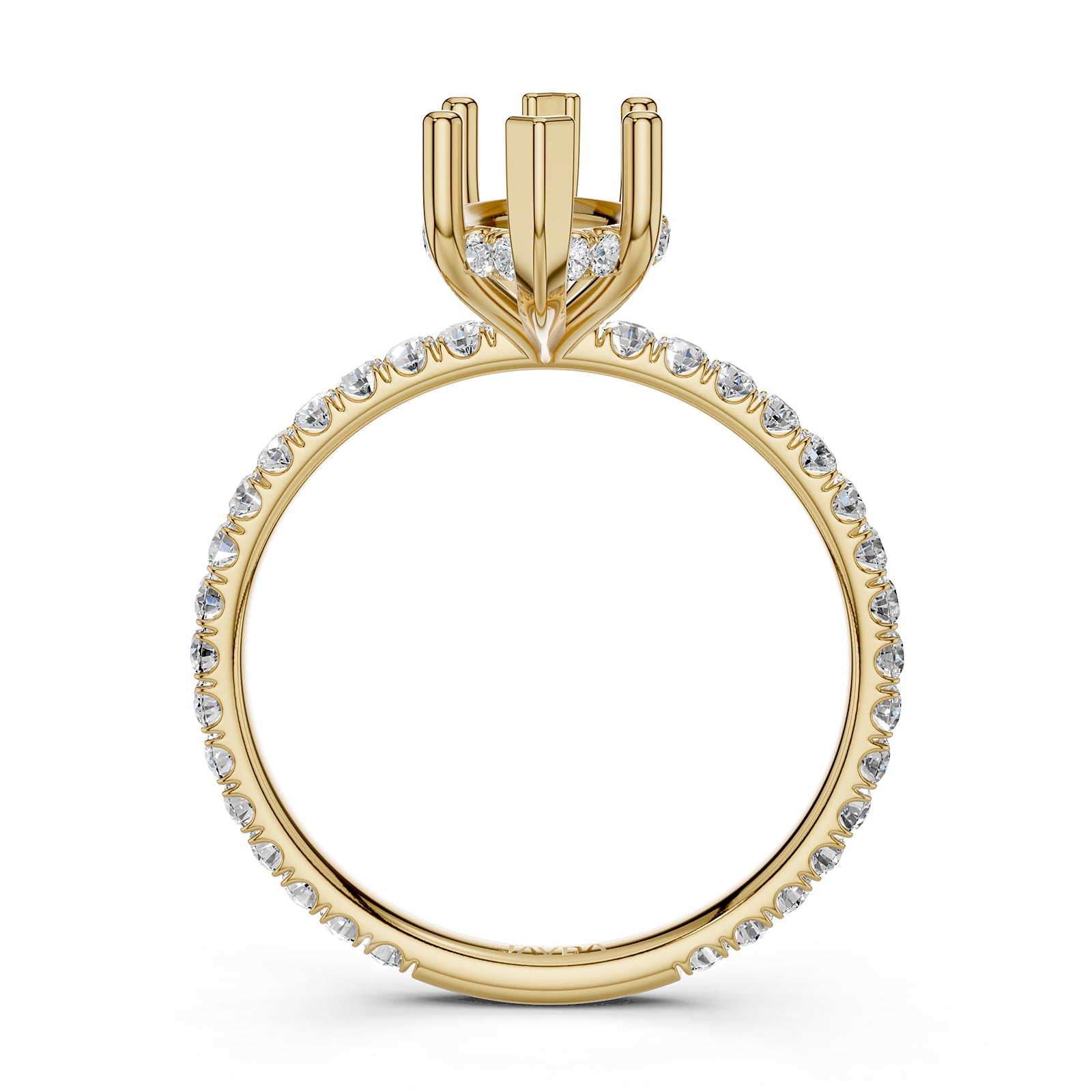 U Pave Set Hidden Halo Semi Mount Lab Grown Diamond Engagement Ring 0.48 Ct.