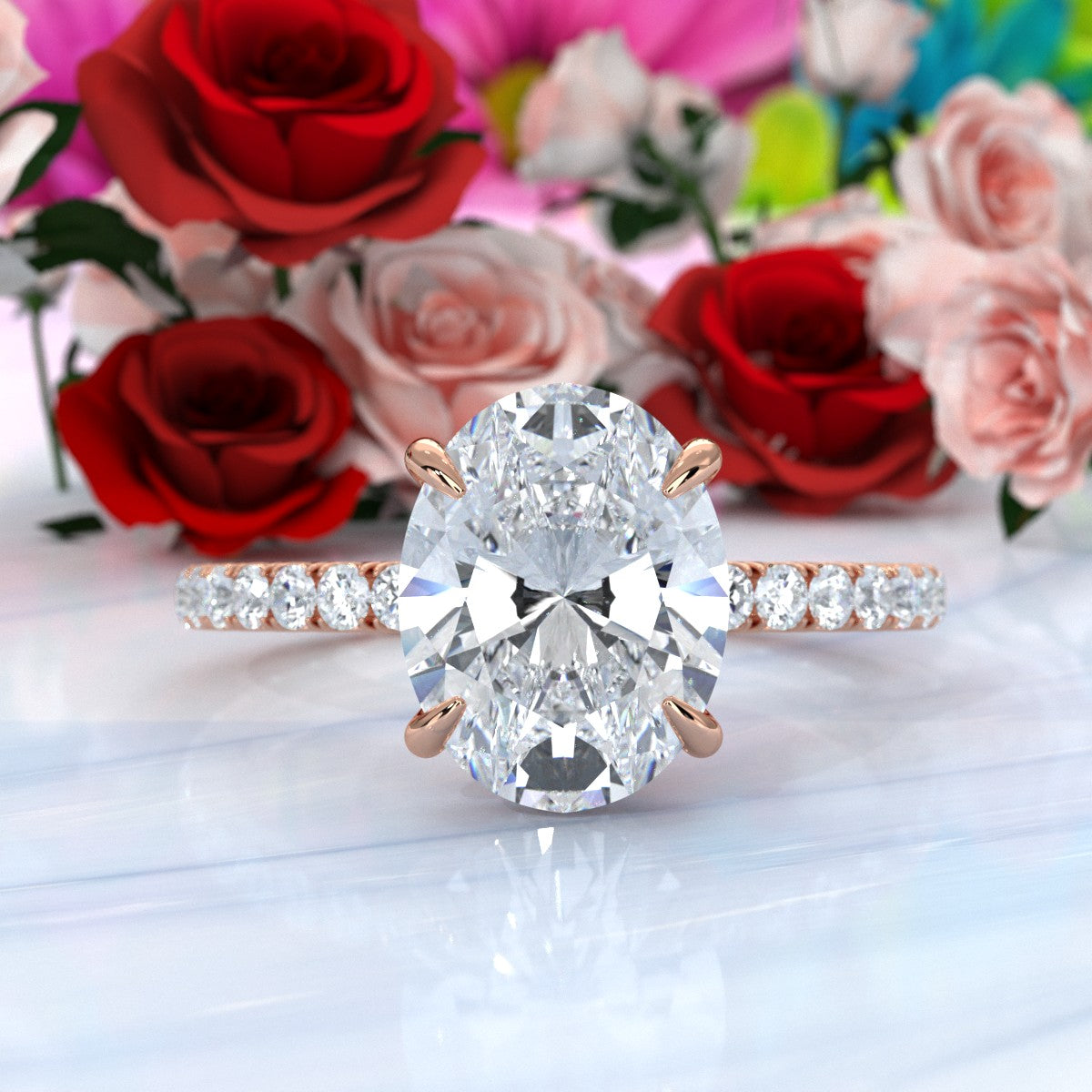 U Pave Set Hidden Halo Lab Grown Diamond Engagement Ring IGI Certified 2.48 Ctw.