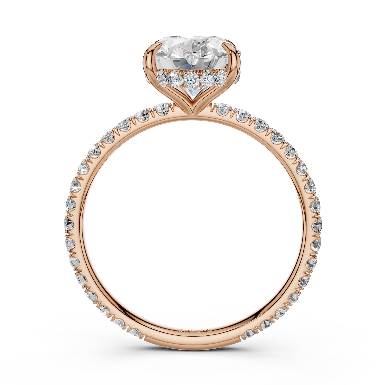 U Pave Set Hidden Halo Lab Grown Diamond Engagement Ring IGI Certified 2.48 Ctw.