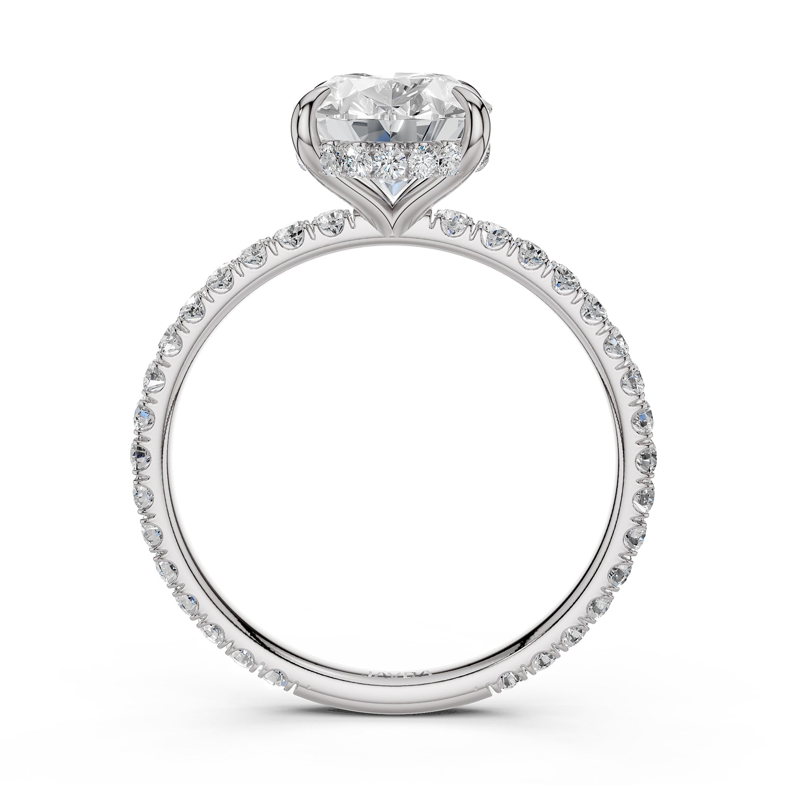 U Pave Set Hidden Halo Lab Grown Diamond Engagement Ring IGI Certified 2.48 Ctw.