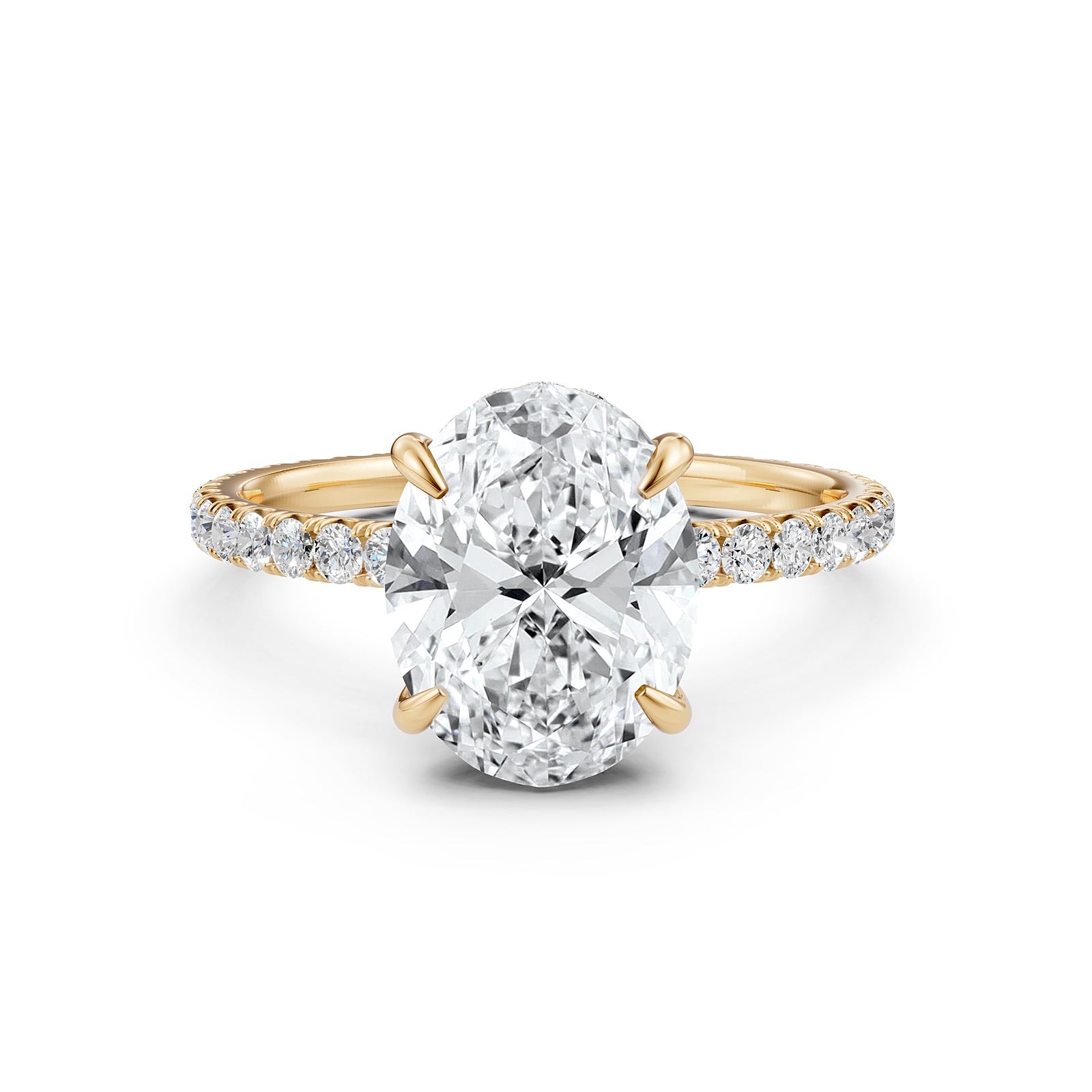 U Pave Set Hidden Halo Lab Grown Diamond Engagement Ring IGI Certified 2.48 Ctw.