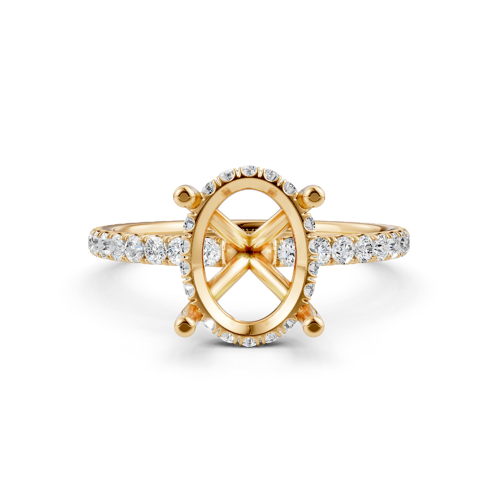 U Pave Set Hidden Halo Semi Mount Lab Grown Diamond Engagement Ring 0.48 Ct.