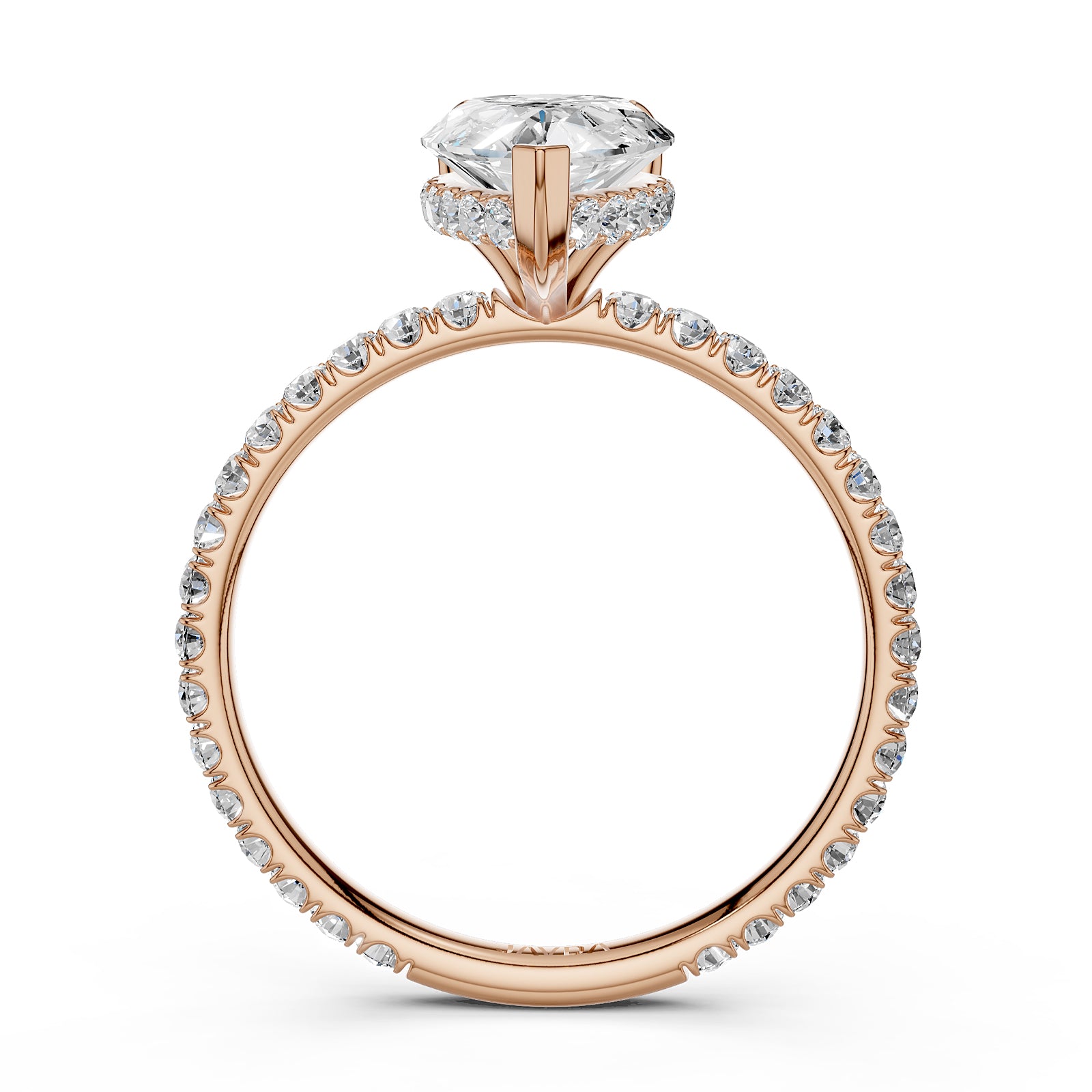 U Pave Set Hidden Halo Lab Grown Diamond Engagement Ring IGI Certified 2.48 Ctw.