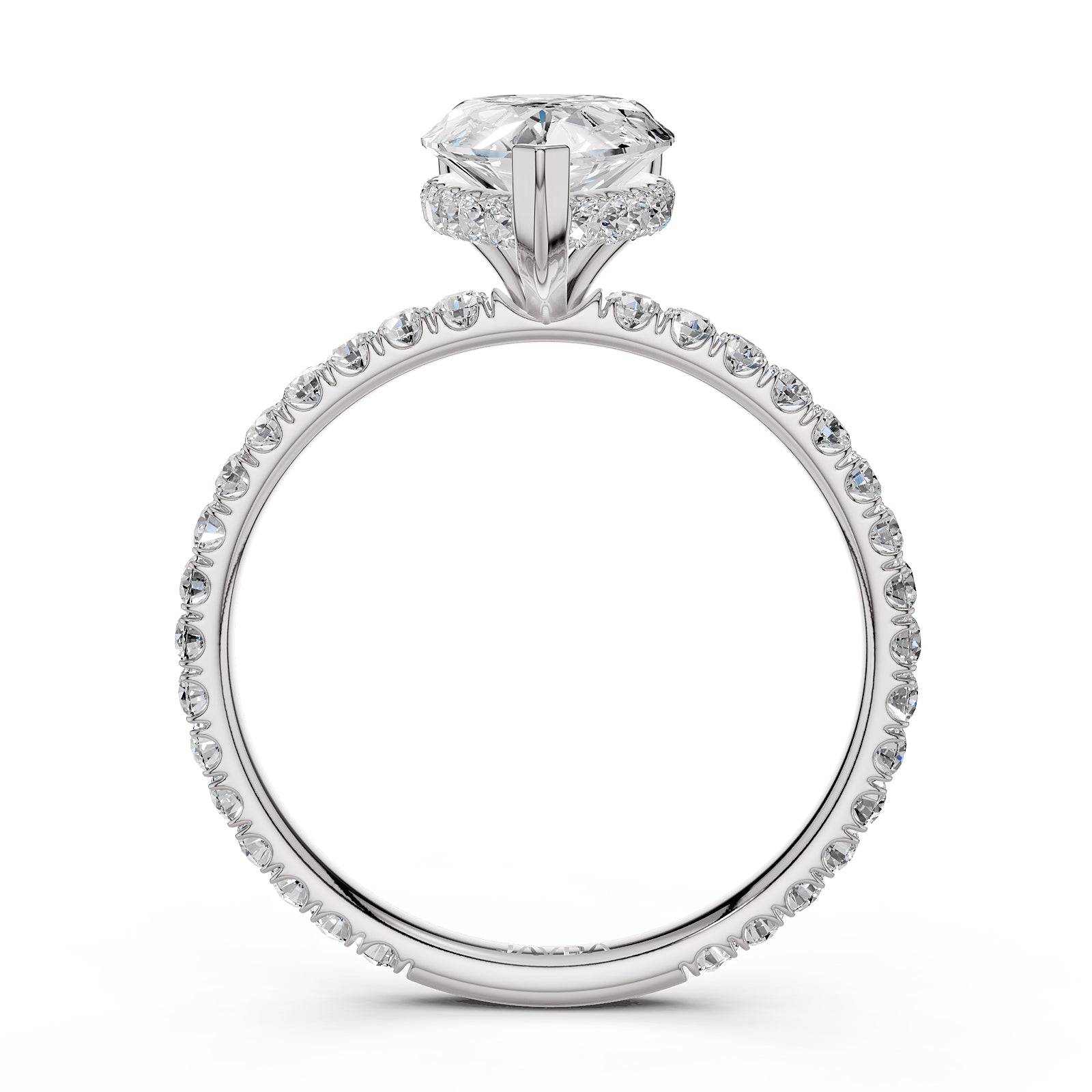 U Pave Set Hidden Halo Lab Grown Diamond Engagement Ring IGI Certified 2.48 Ctw.