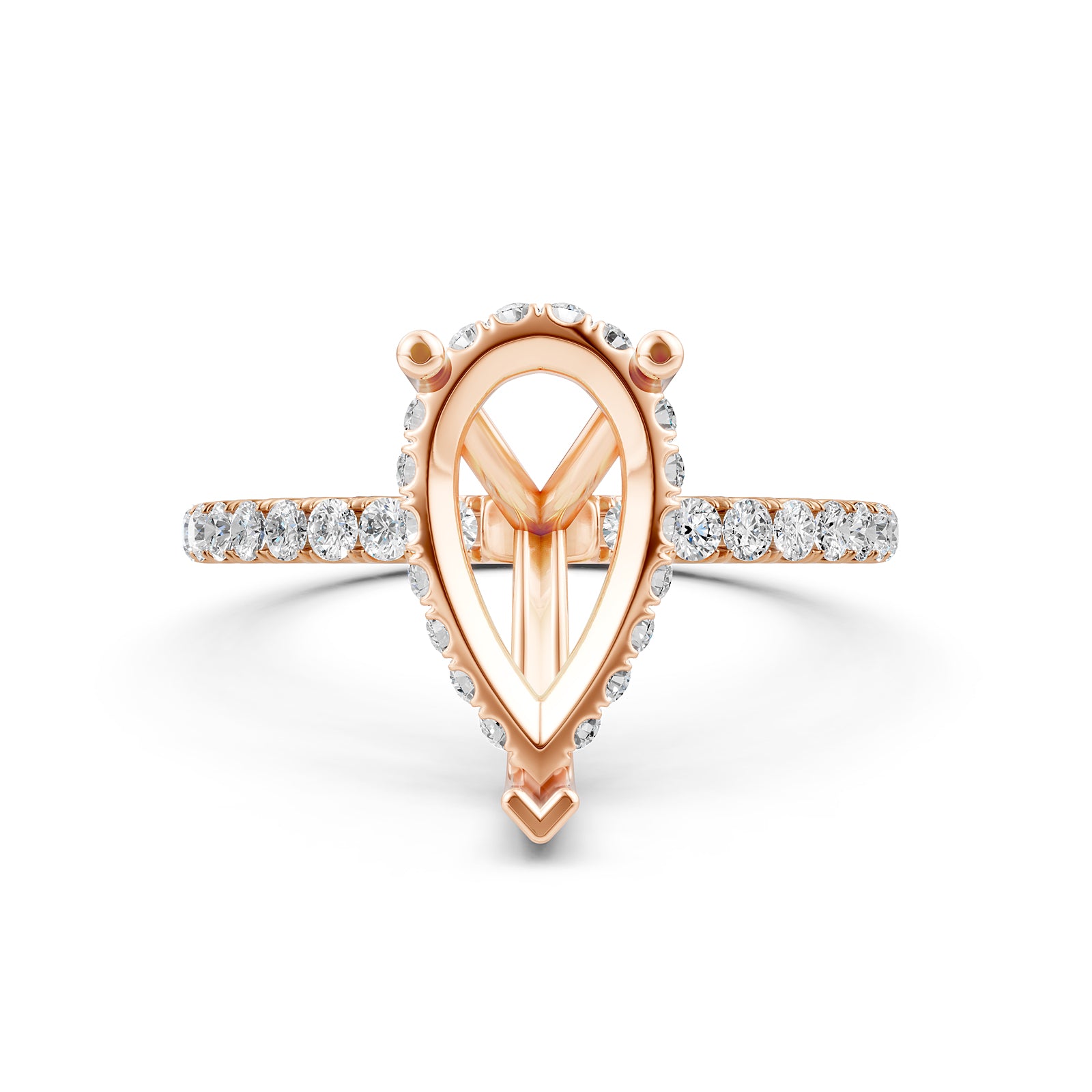 U Pave Set Hidden Halo Semi Mount Lab Grown Diamond Engagement Ring 0.48 Ct.