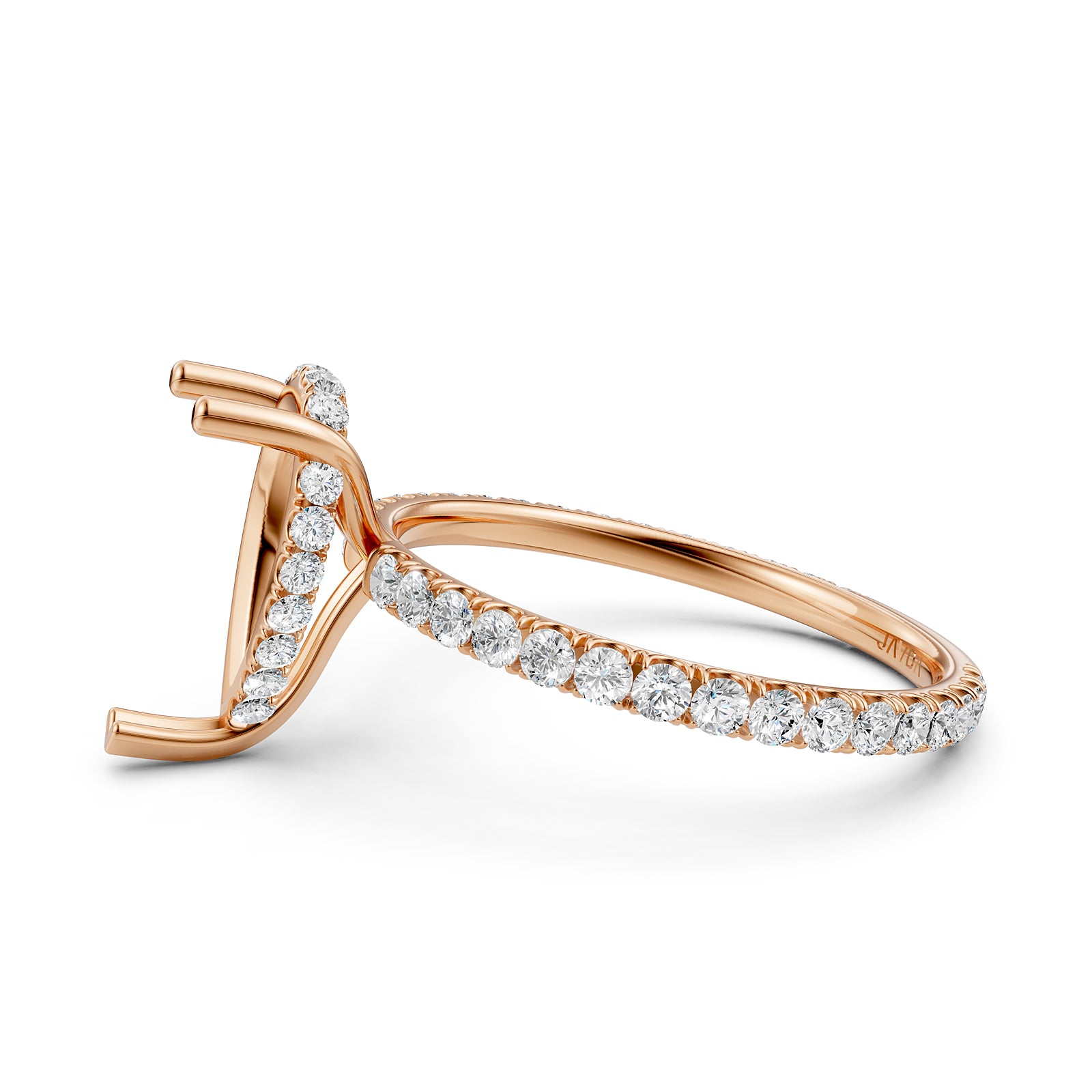 U Pave Set Hidden Halo Semi Mount Lab Grown Diamond Engagement Ring 0.48 Ct.