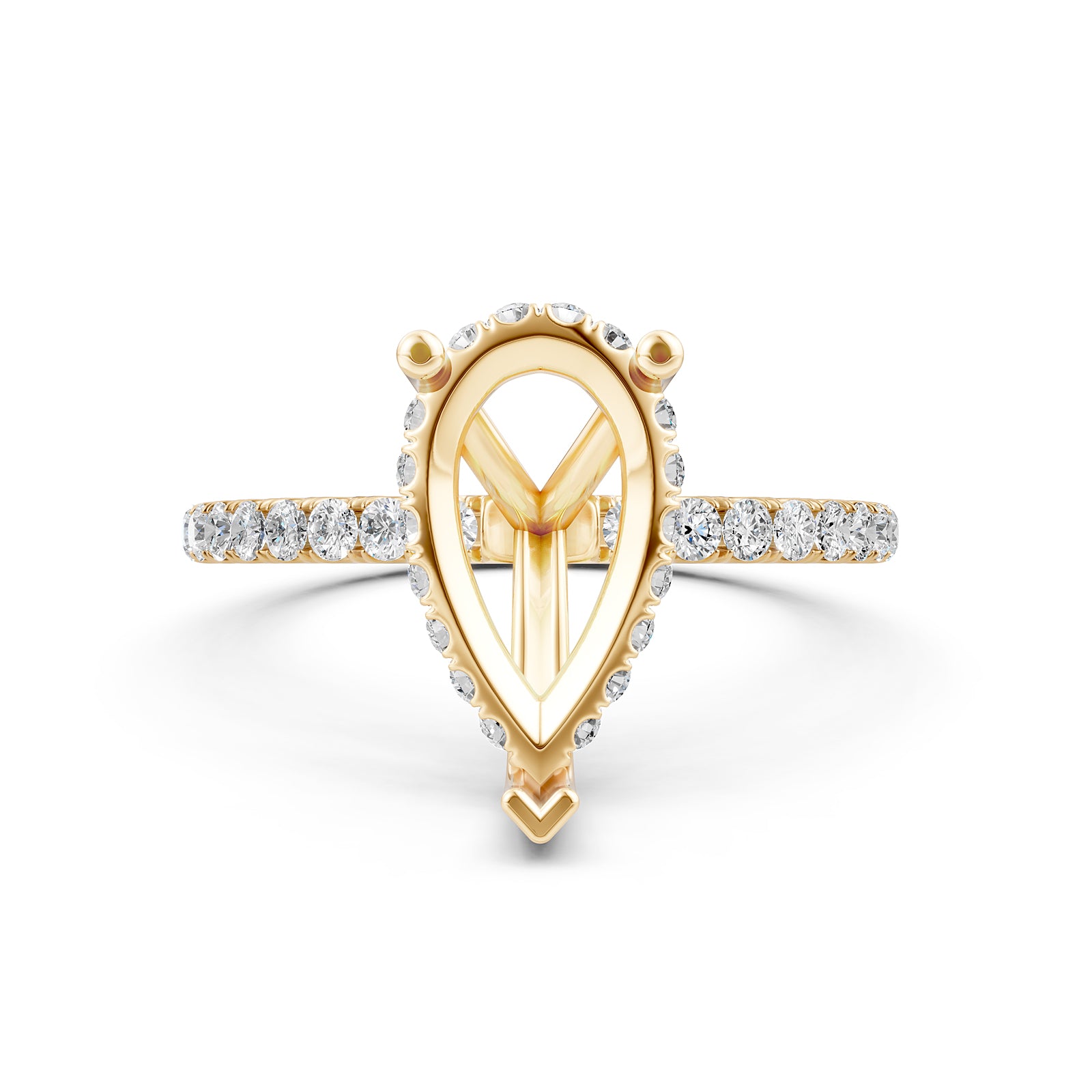 U Pave Set Hidden Halo Semi Mount Lab Grown Diamond Engagement Ring 0.48 Ct.