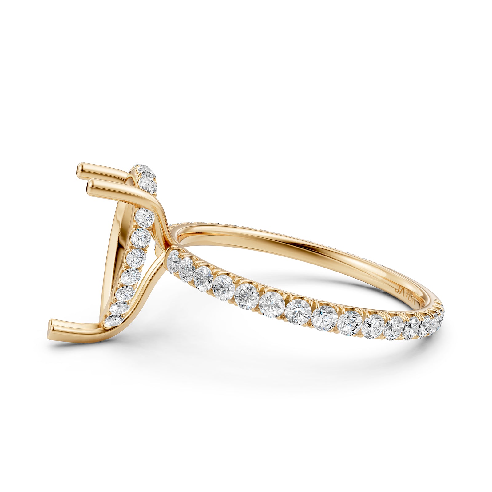 U Pave Set Hidden Halo Semi Mount Lab Grown Diamond Engagement Ring 0.48 Ct.