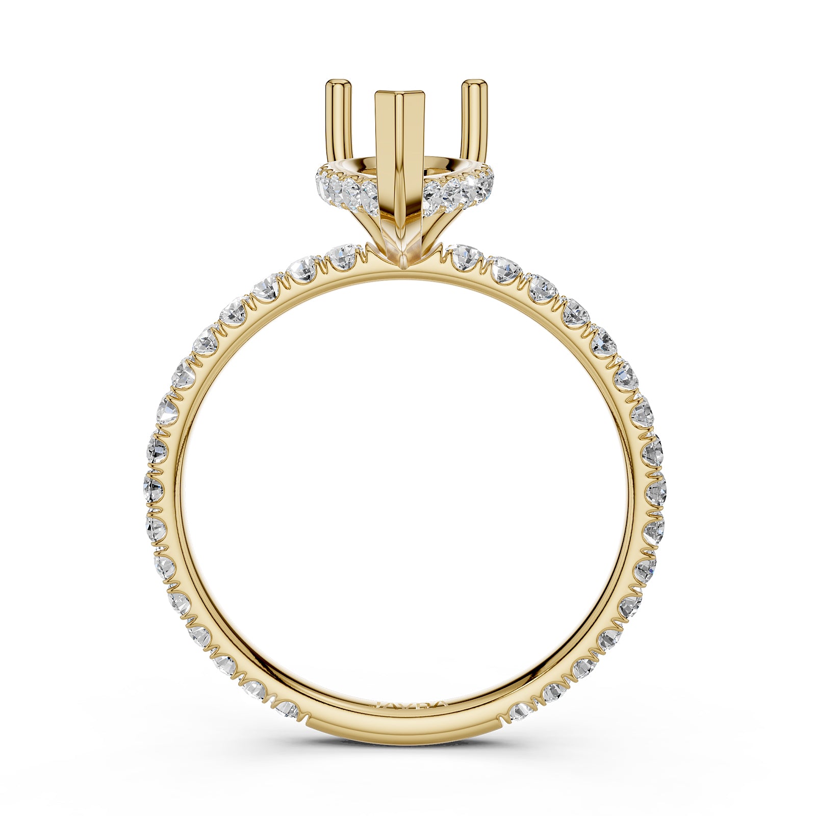 U Pave Set Hidden Halo Semi Mount Lab Grown Diamond Engagement Ring 0.48 Ct.